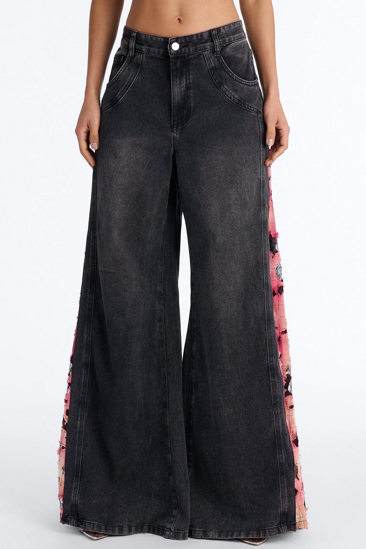 Pure Emotion Mid Rise Wide Leg Jeans - Black Wash image 3