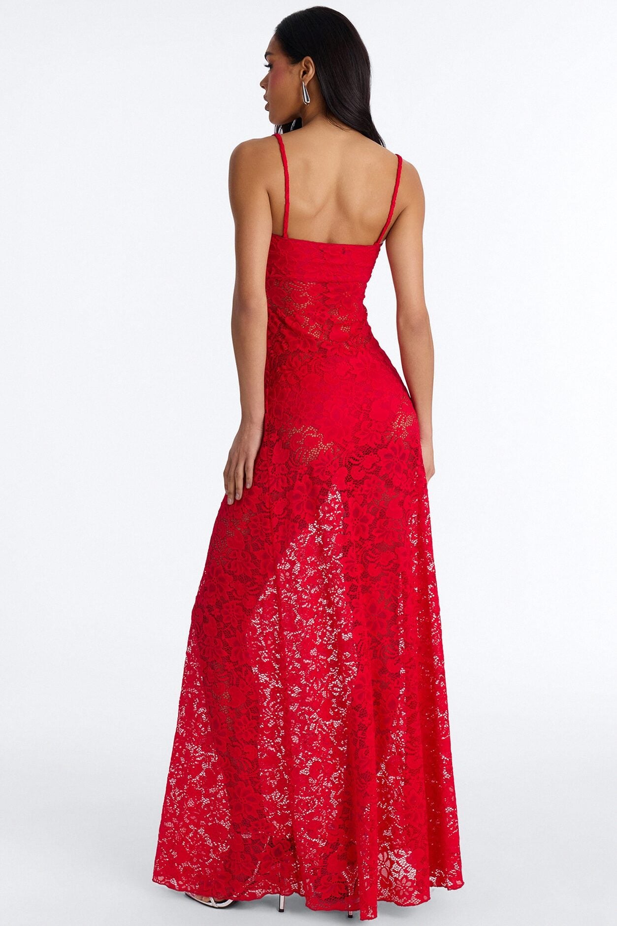 Jaylin Sheer Lace Maxi Dress - Red image 4