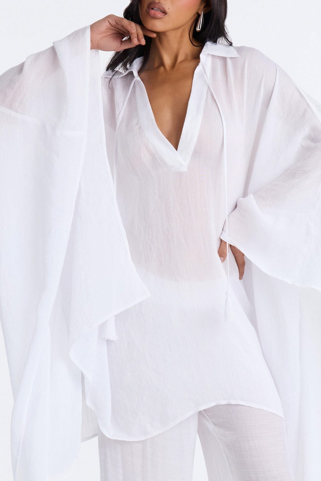 Addison Linen Pant Set - White image 3