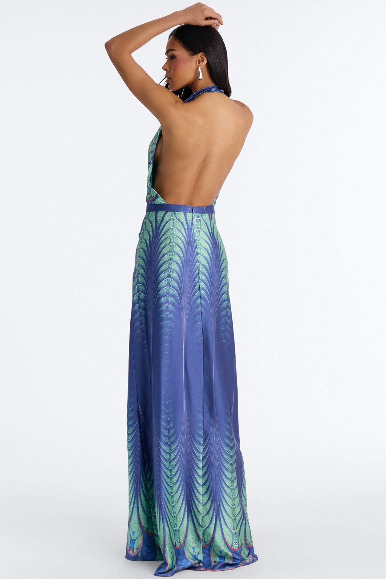 Leanna Backless Satin Maxi Dress - Blue/combo image 4