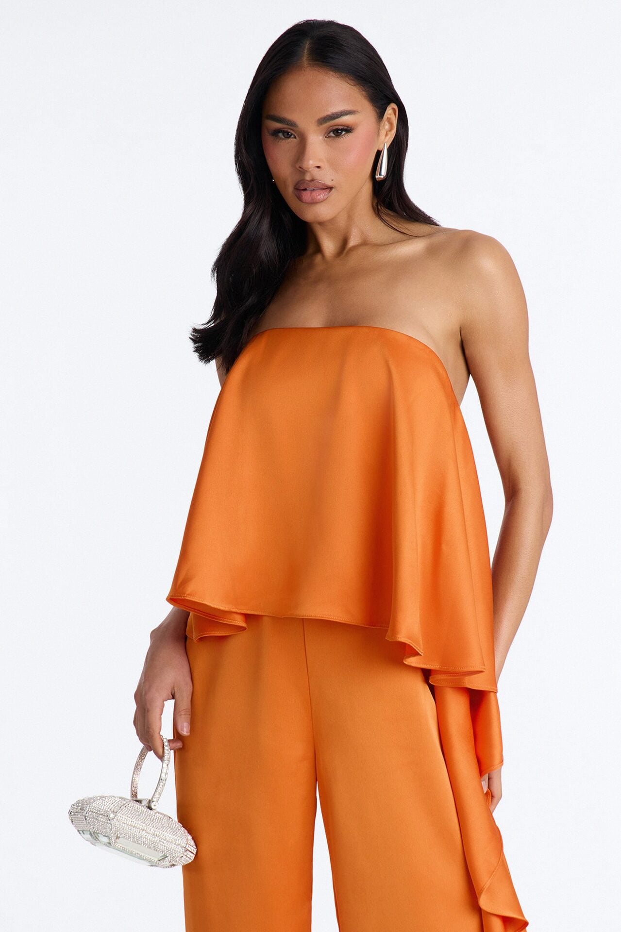 Sylva Draped Wide Leg Jumpsuit - Orange image 2