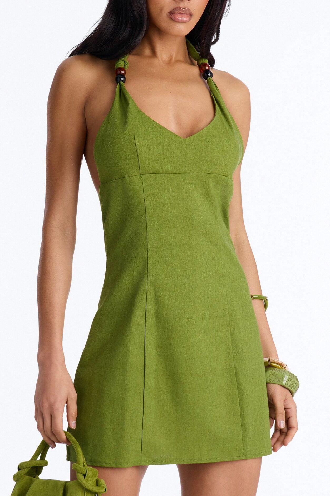 Marley Halter Mini Dress - Olive image 3