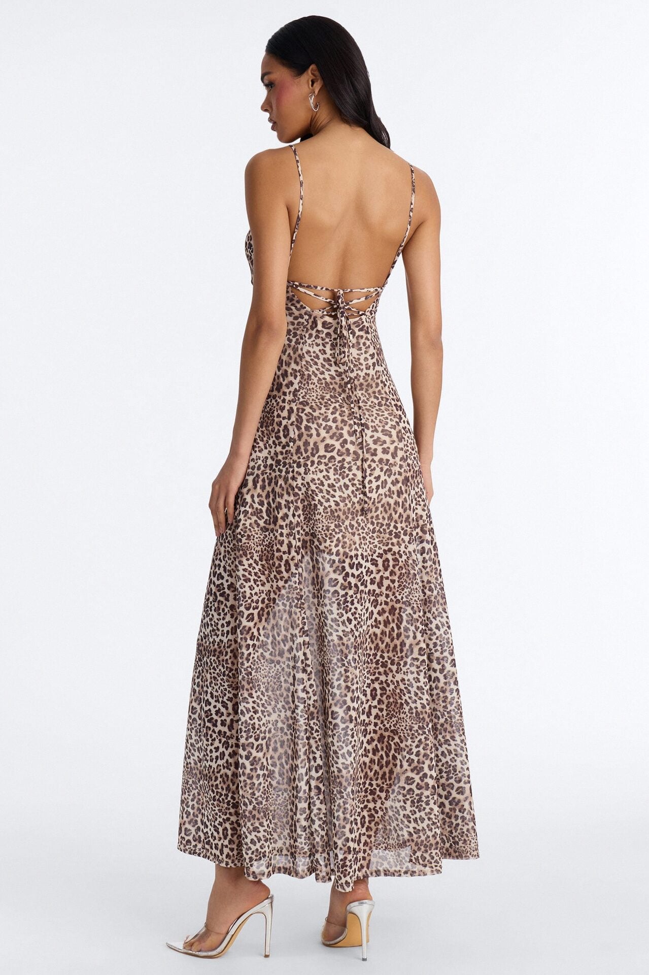 All Eyes On You Mesh Maxi Dress - Brown/combo image 4