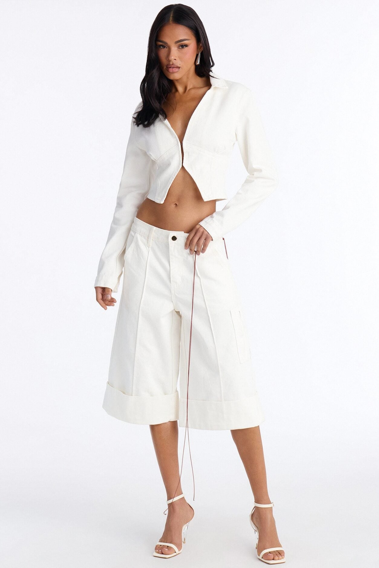 All Around Me Denim Top - White image 2