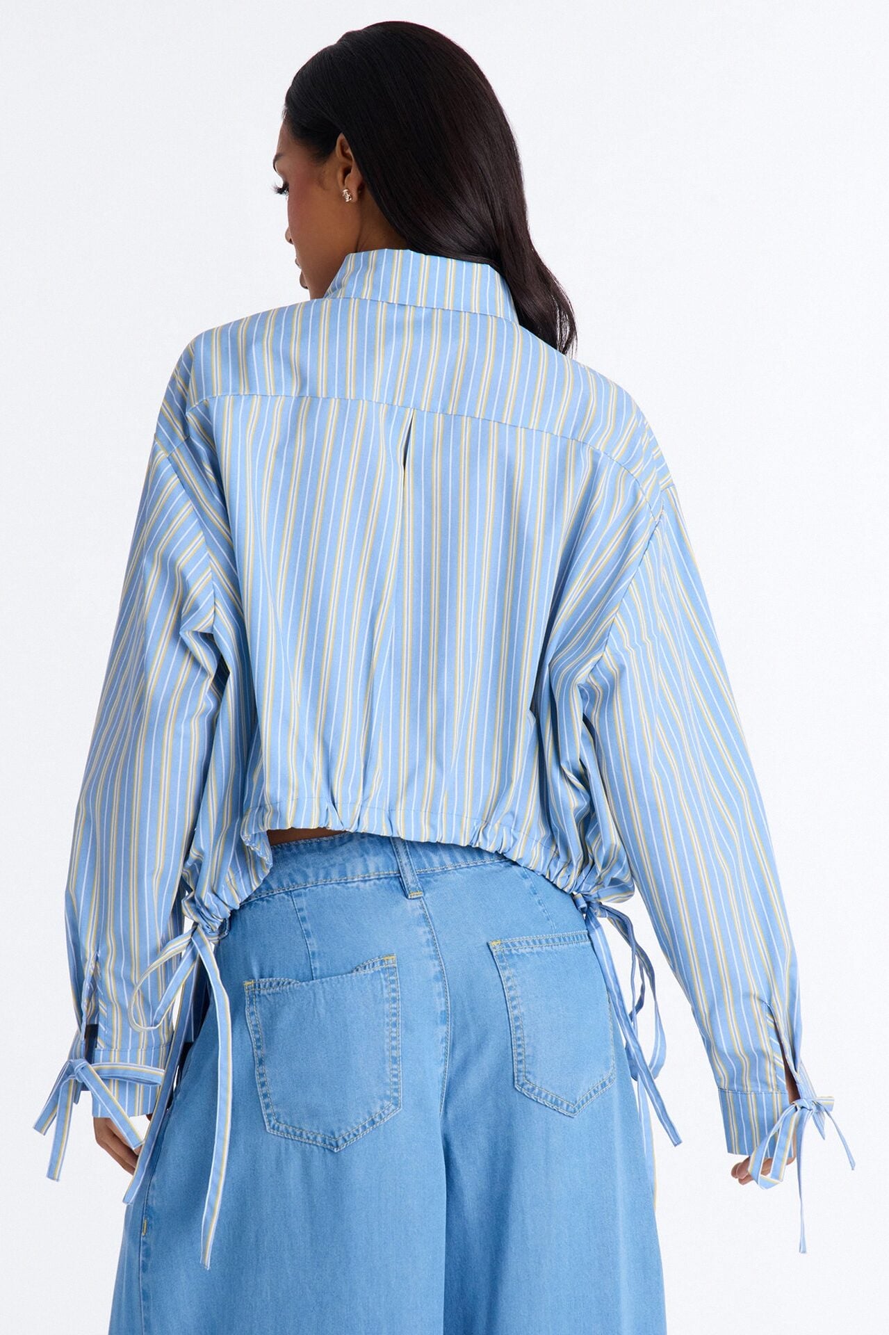 Charley Drawstring Pinstripe Shirt - Blue/combo image 4