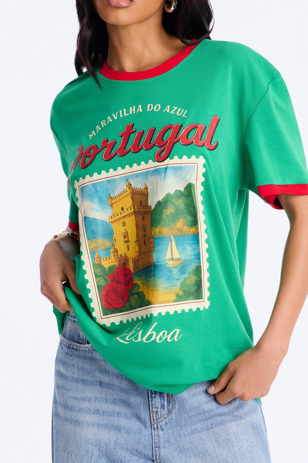Portugal Oversized Ringer Tee - Green image 3