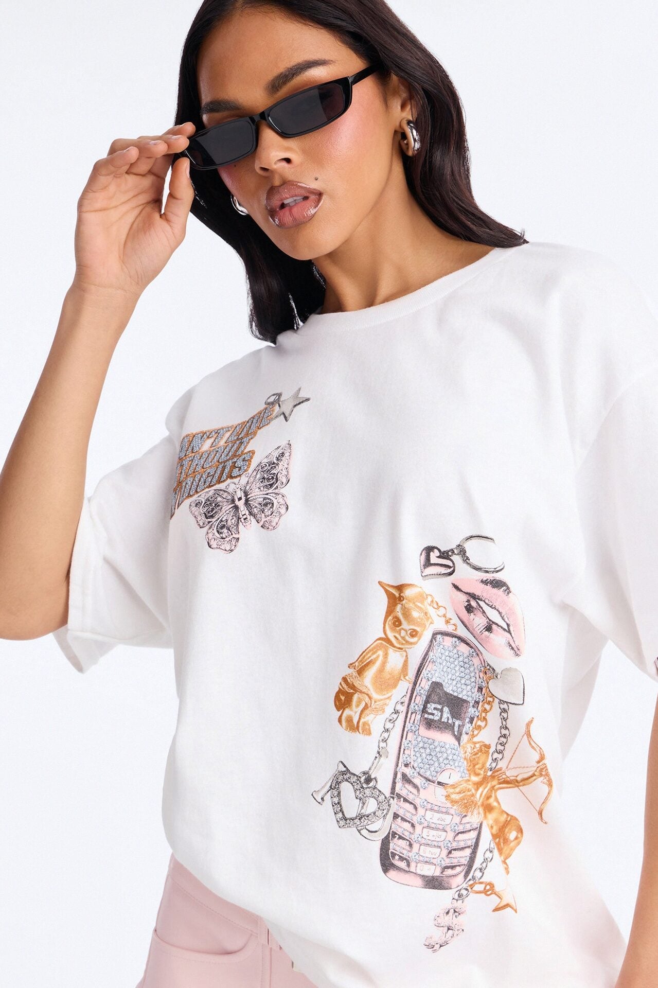 Can't Live With Out My Digits Oversized Tee - White image 3