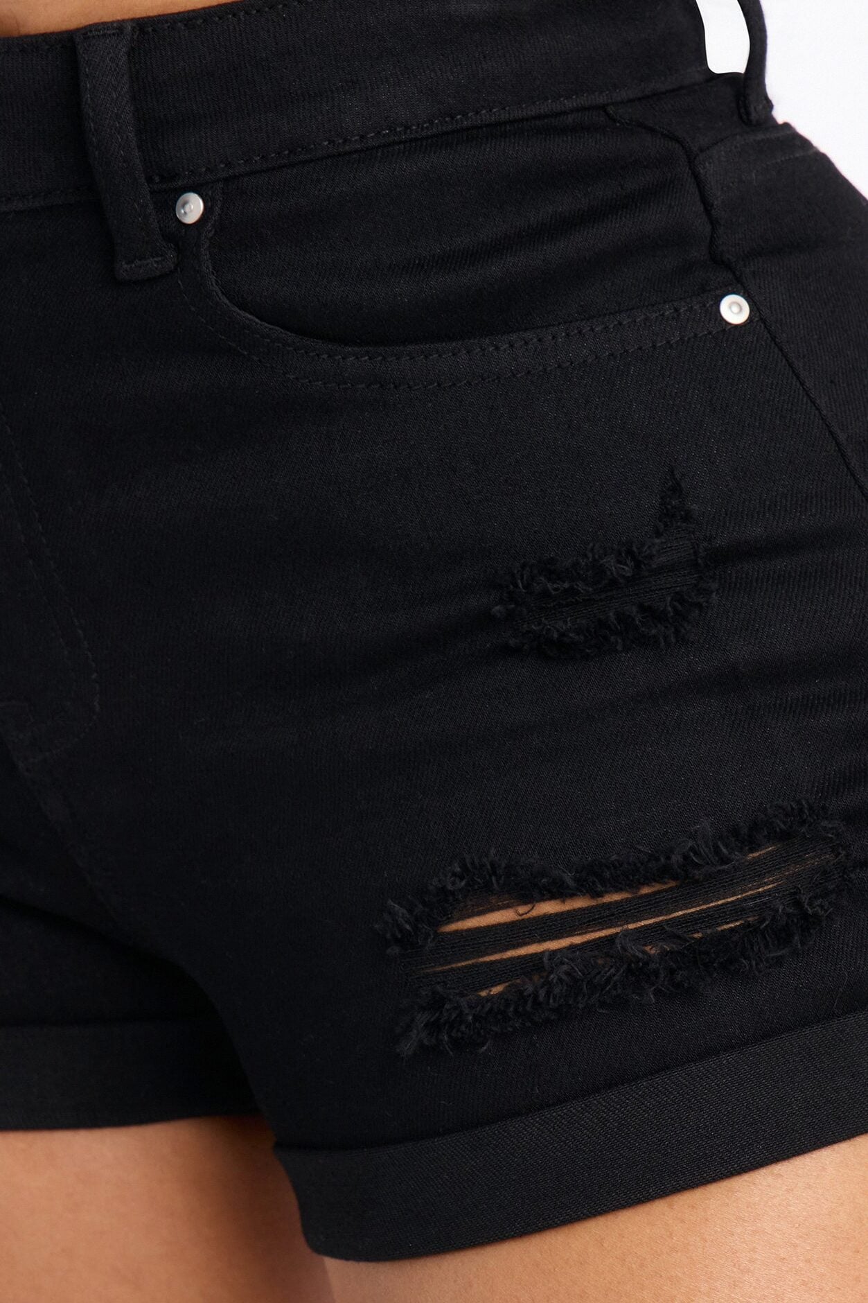 Seacliff High Rise Stretch Denim Shorts - Black image 3