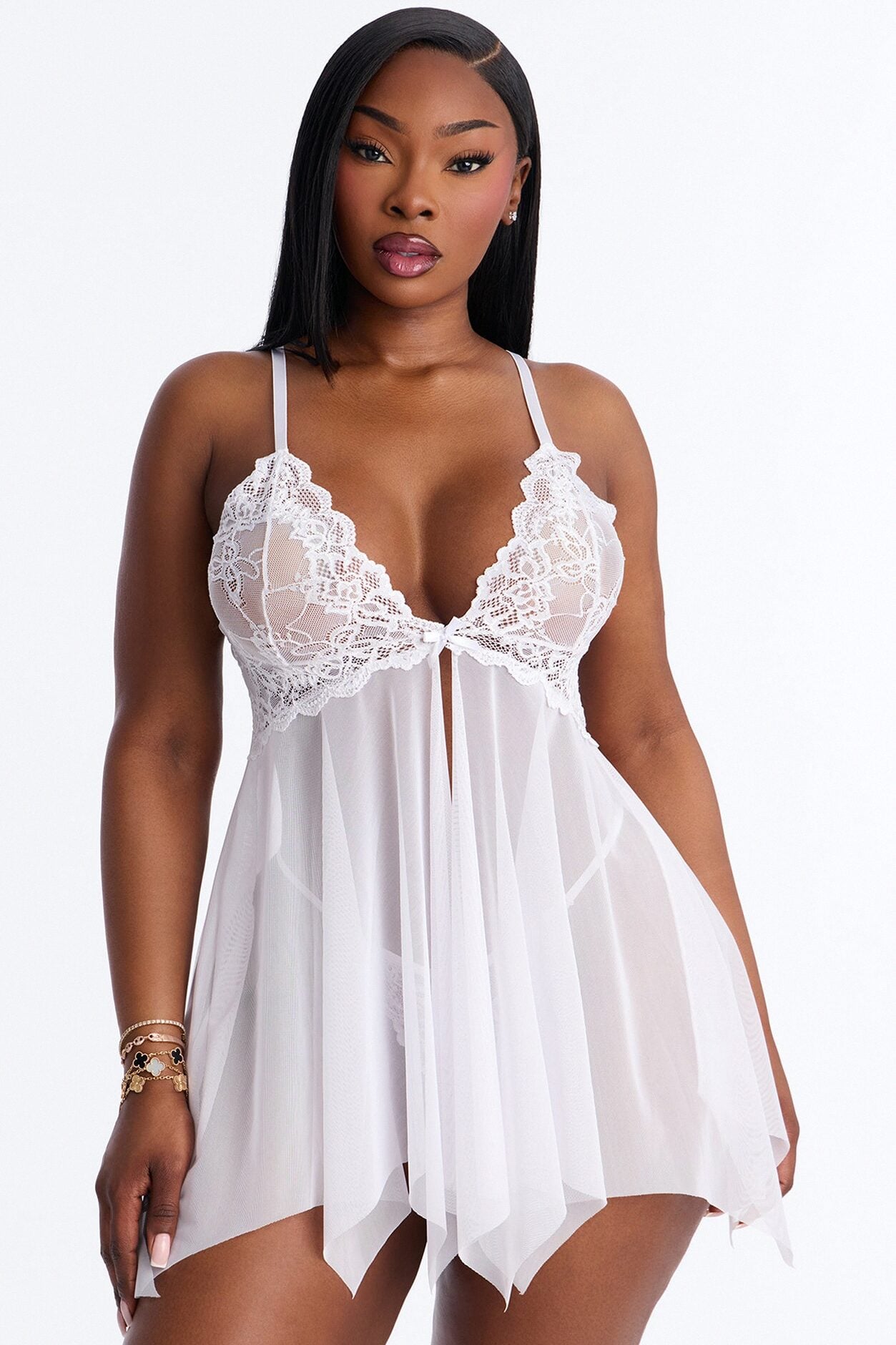 Tired Of Teasing Flyaway Babydoll - White image 4