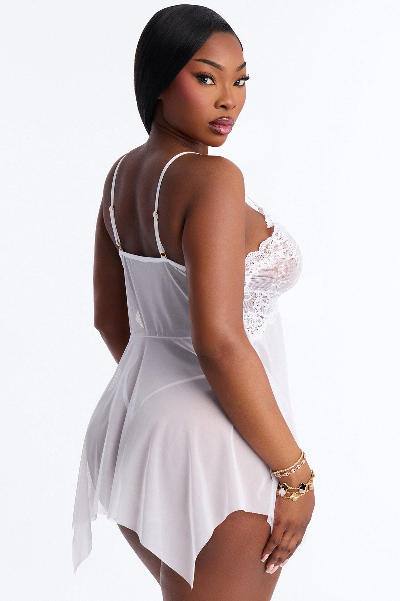 Tired Of Teasing Flyaway Babydoll - White image 6