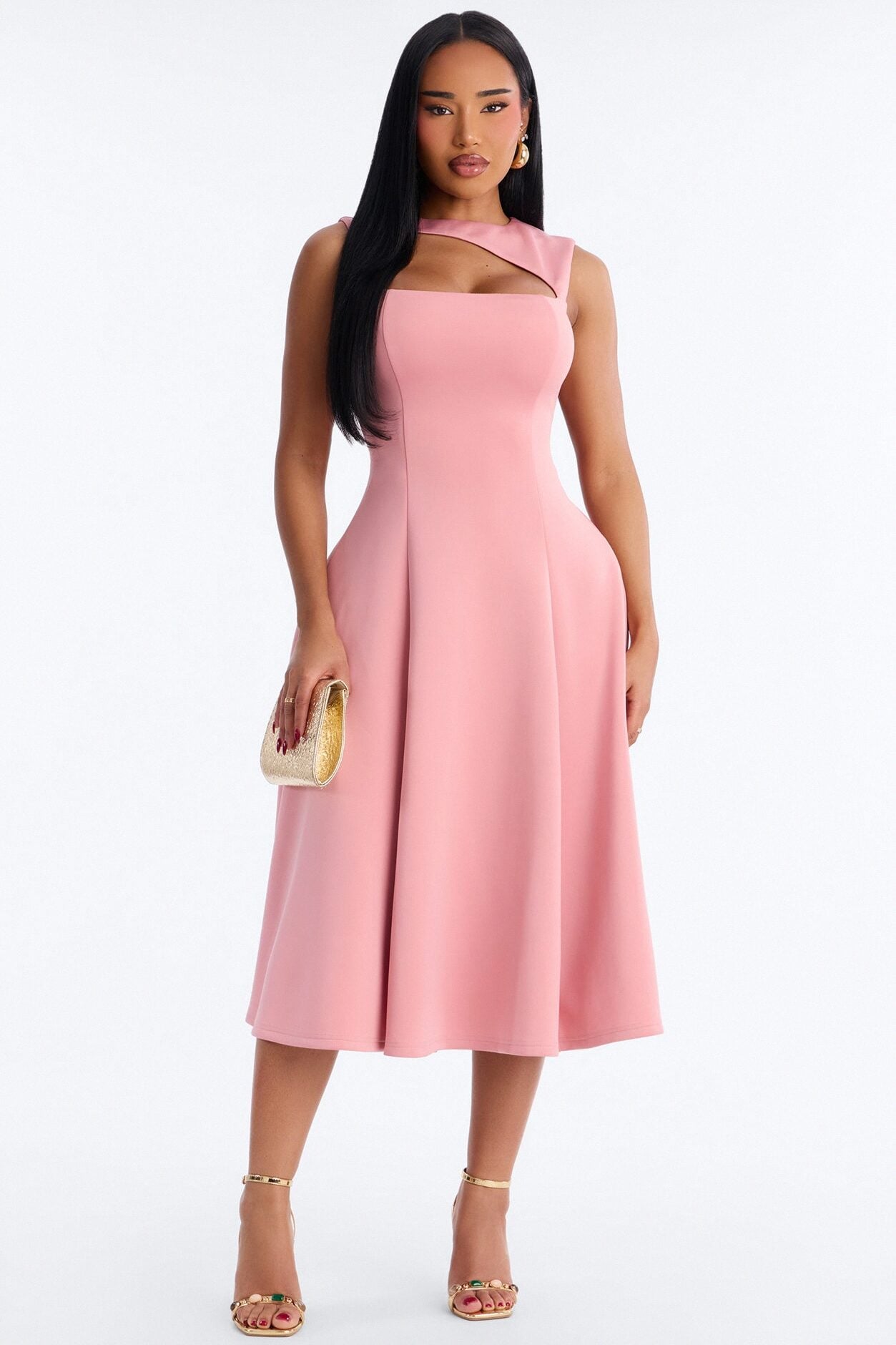 Mallie A Line Midi Dress - Mauve image 2