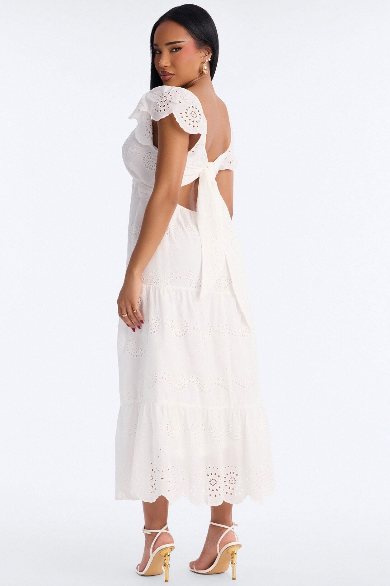 Odessa Eyelet Midi Dress - White image 4