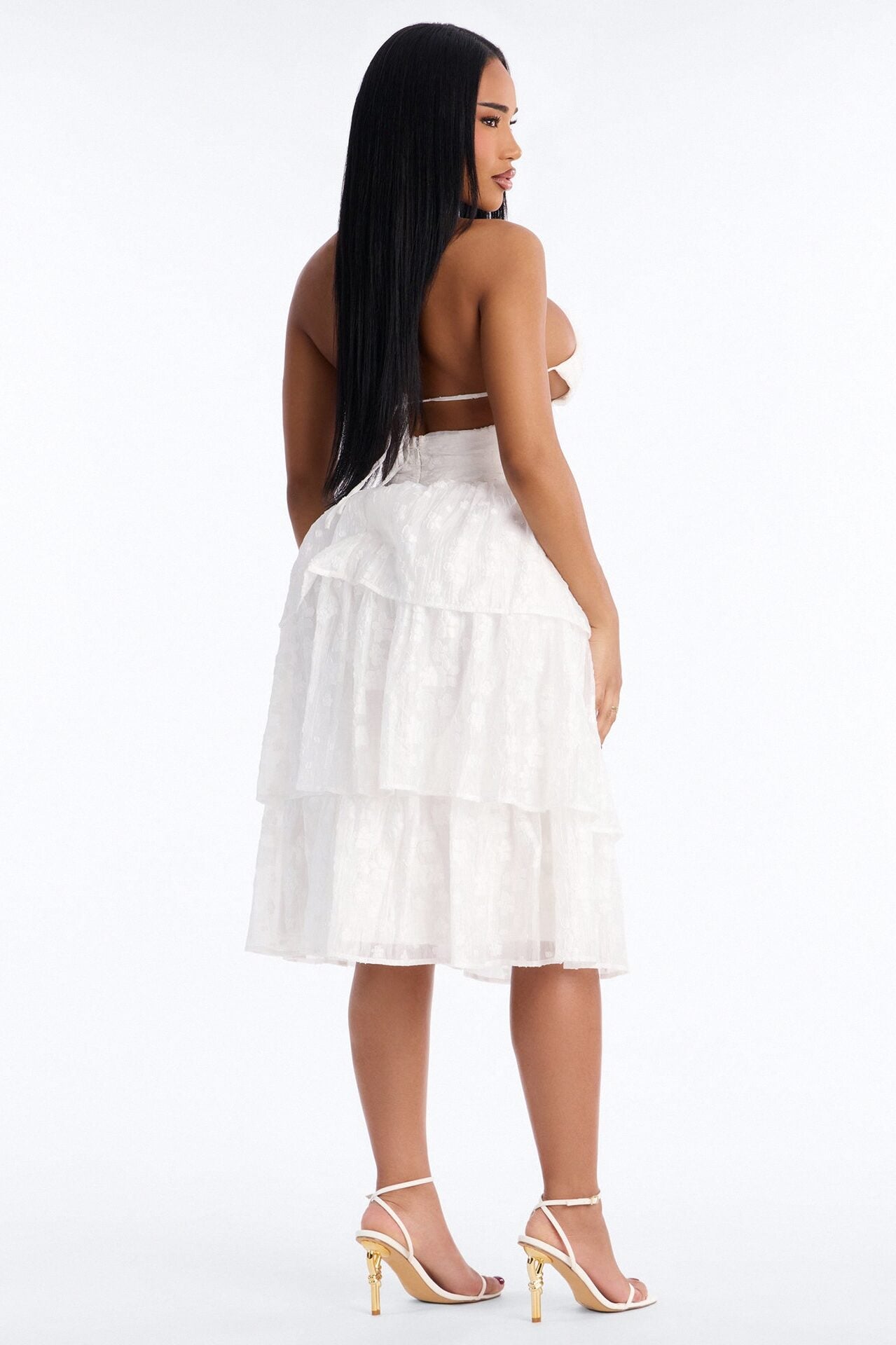 Annalise Tiered Ruffle Midi Dress - White image 4