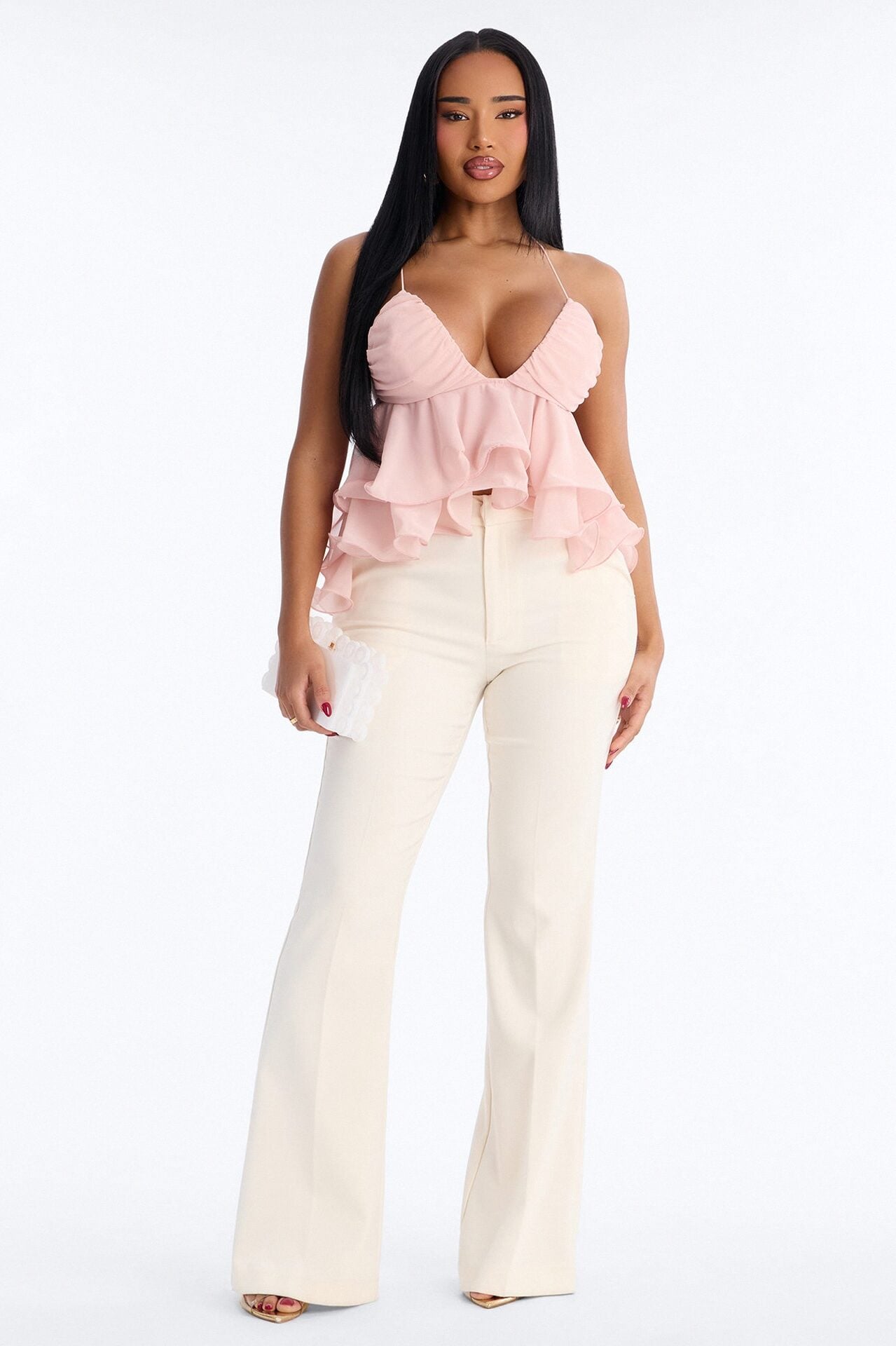 Cute Life Ruffle Chiffon Babydoll Top - Pink image 2