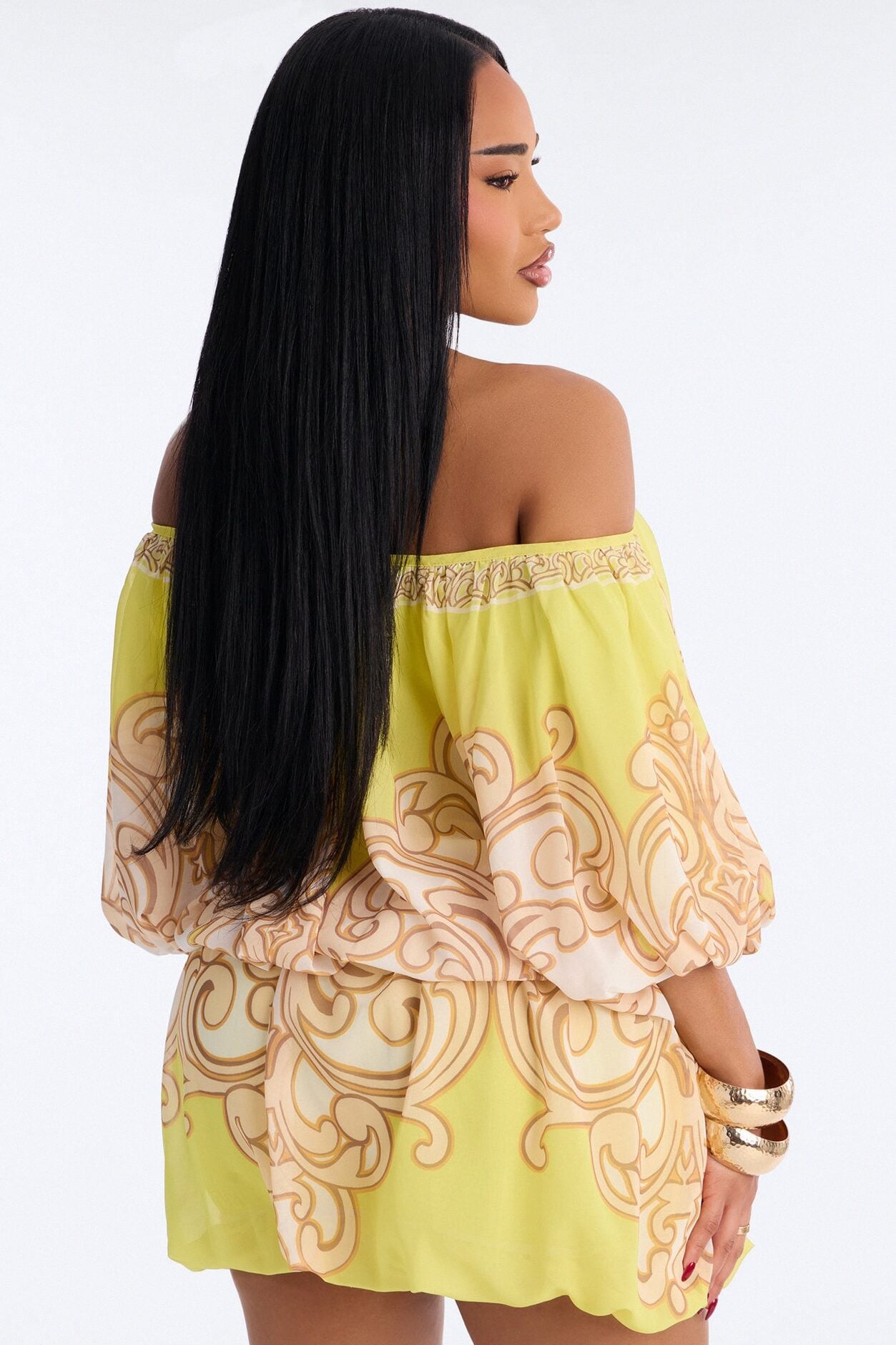 Imani One Shoulder Chiffon Mini Dress - Yellow image 4
