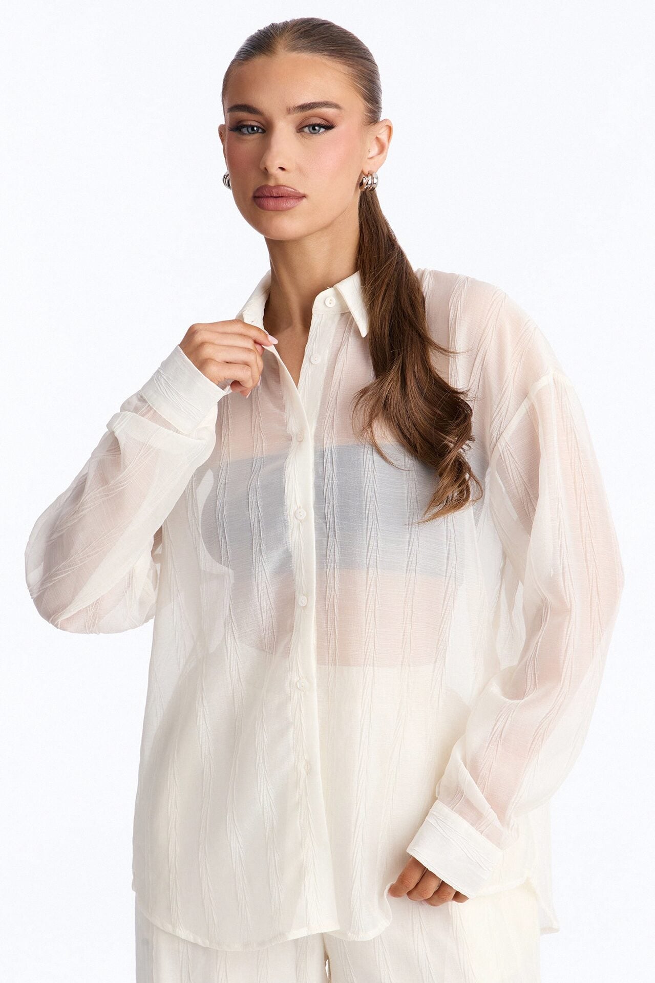 She's So Sheer Pant Set - Ivory image 3