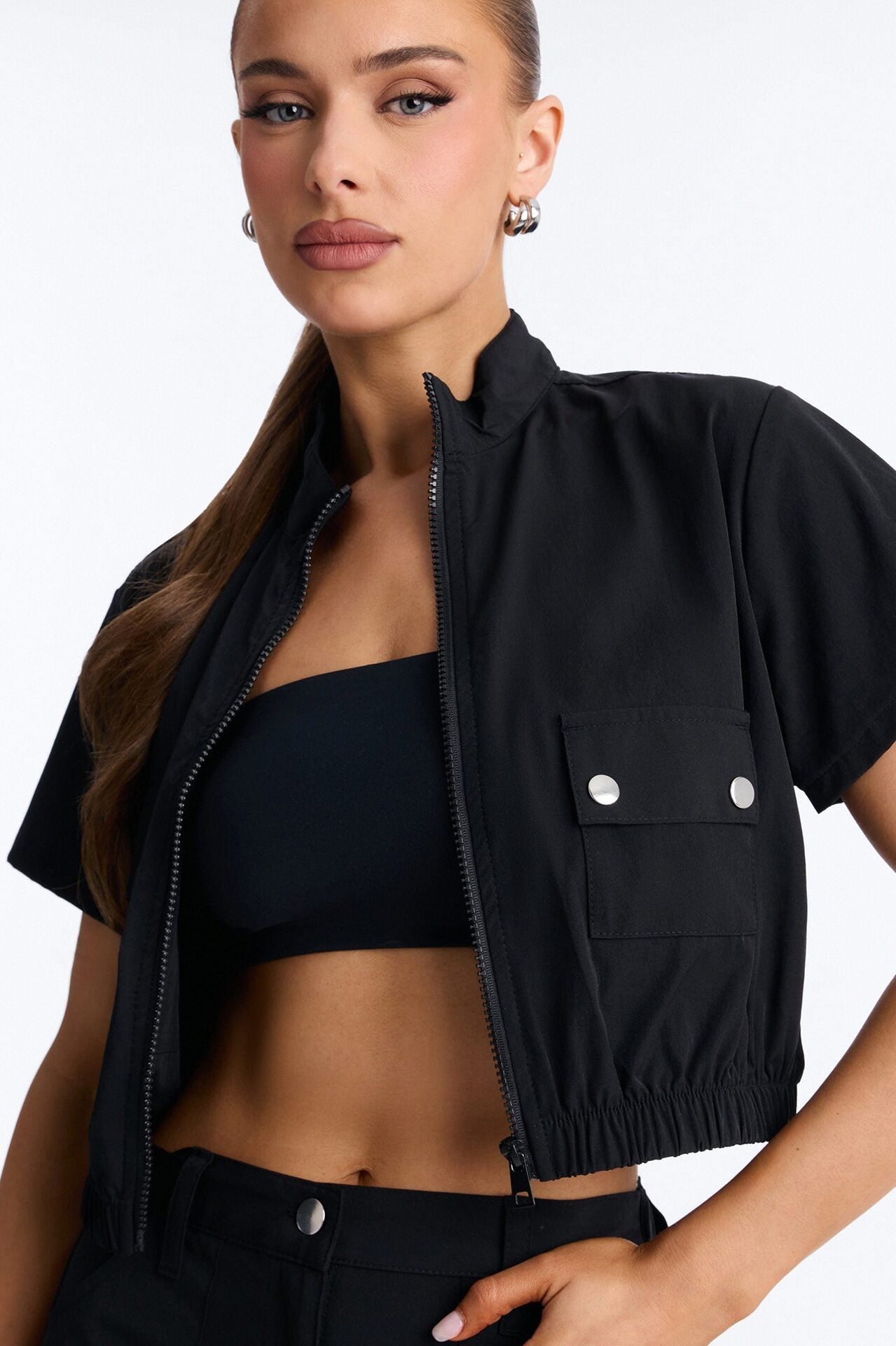 Nessa Nylon Cargo Short Set - Black image 2