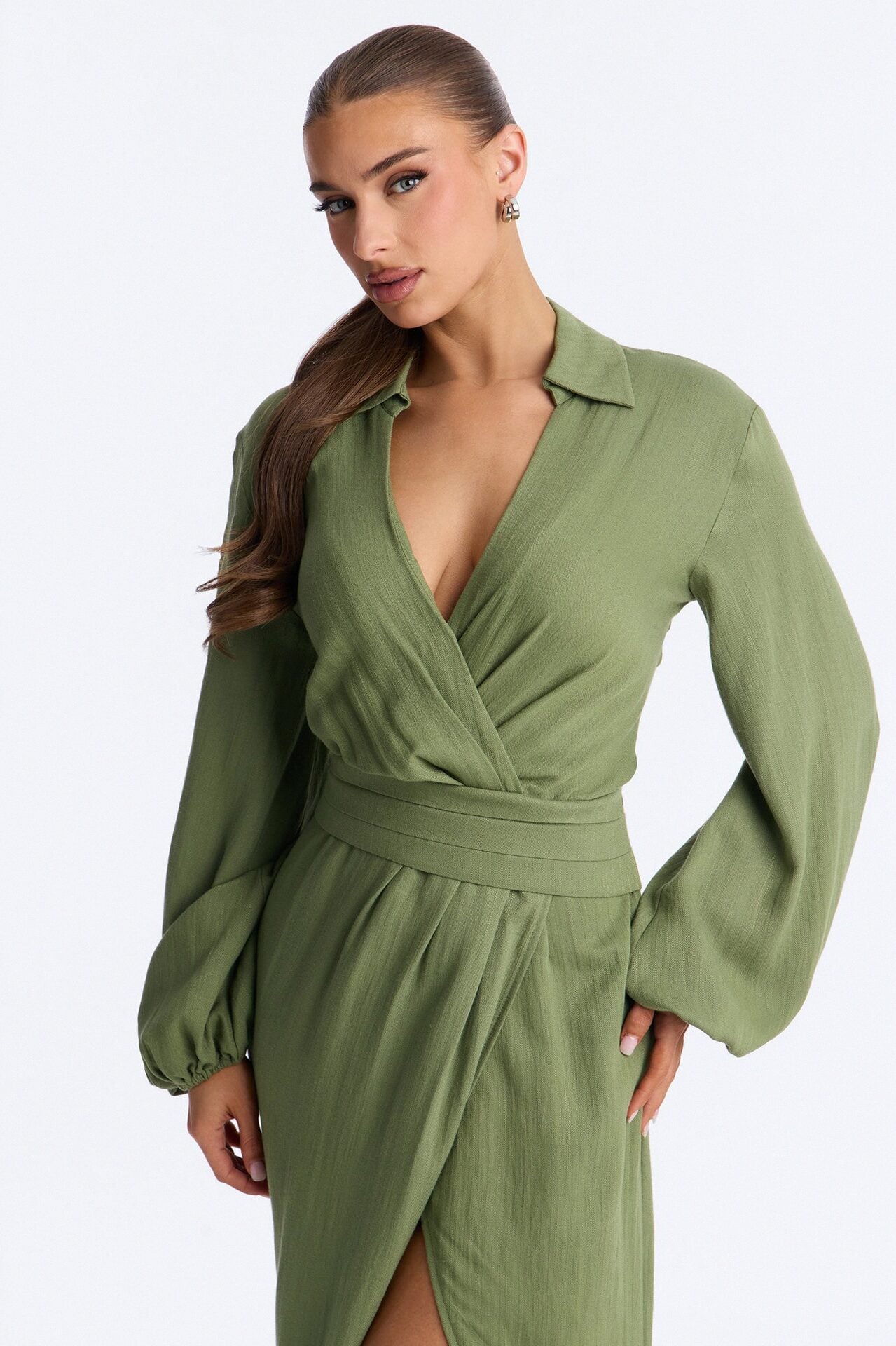 Tiana Shirt Maxi Dress - Olive image 2