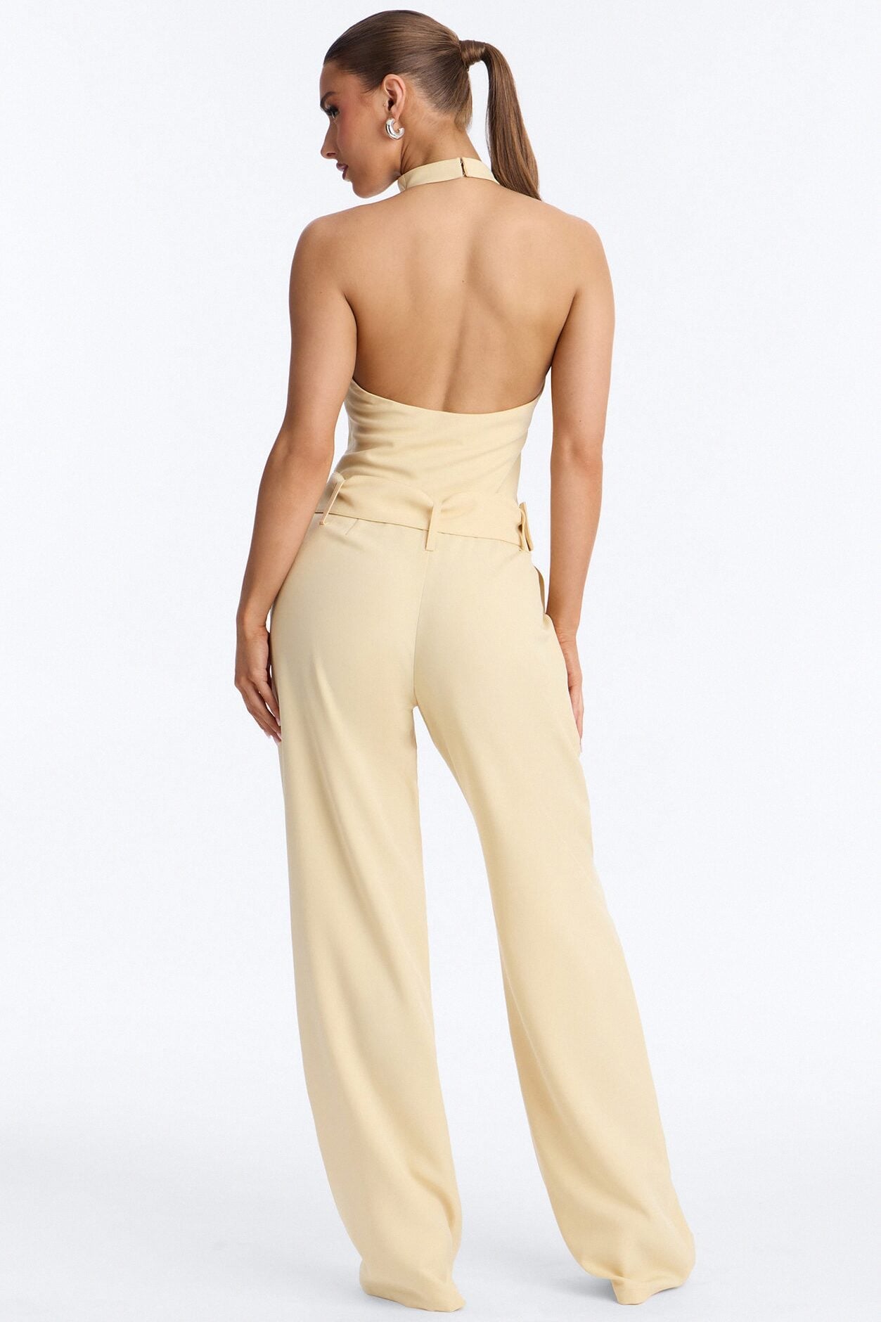 Rhode High Neck Belted Backless Jumpsuit - Yellow image 4