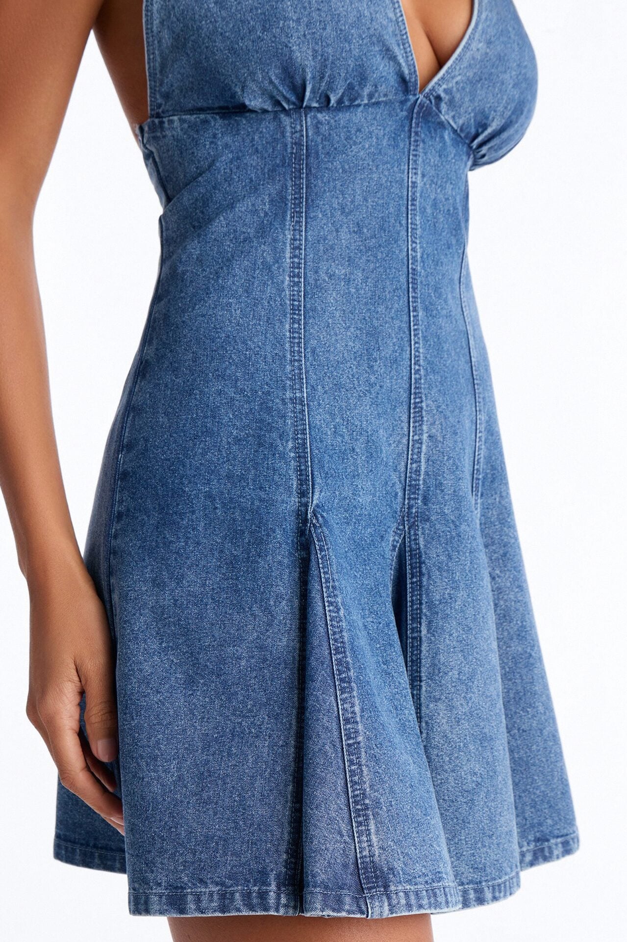 Maisy Halter Denim Mini Dress - Denim image 3
