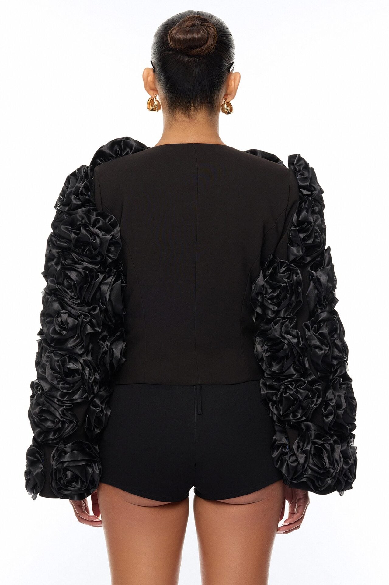 Petal Poise Floral Applique Jacket - Black image 5