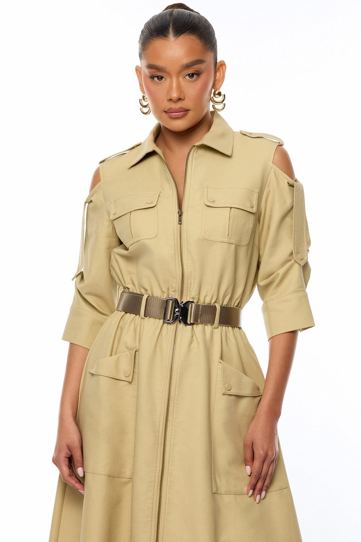Morgan Cargo Maxi Dress - Taupe image 2
