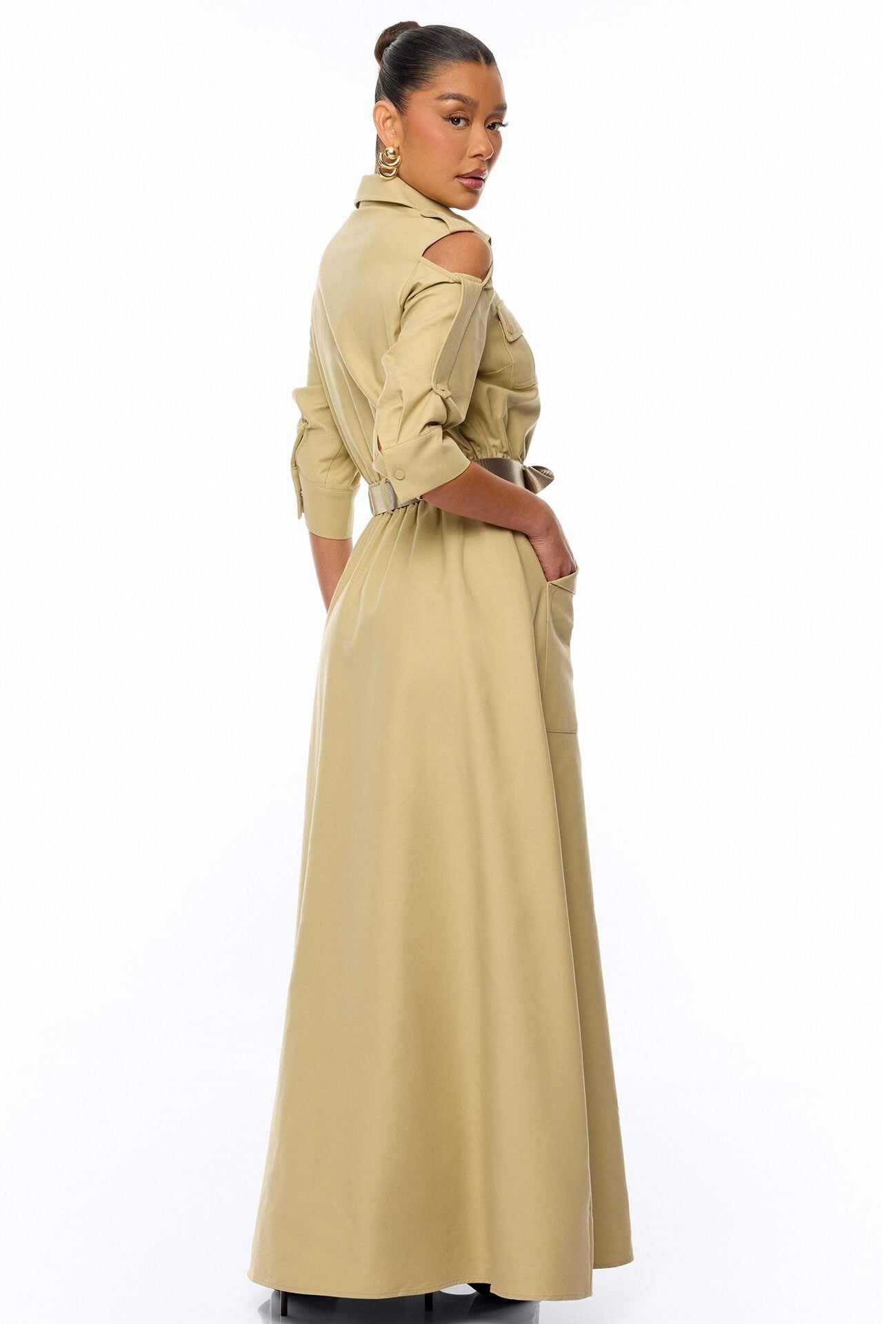 Morgan Cargo Maxi Dress - Taupe image 4