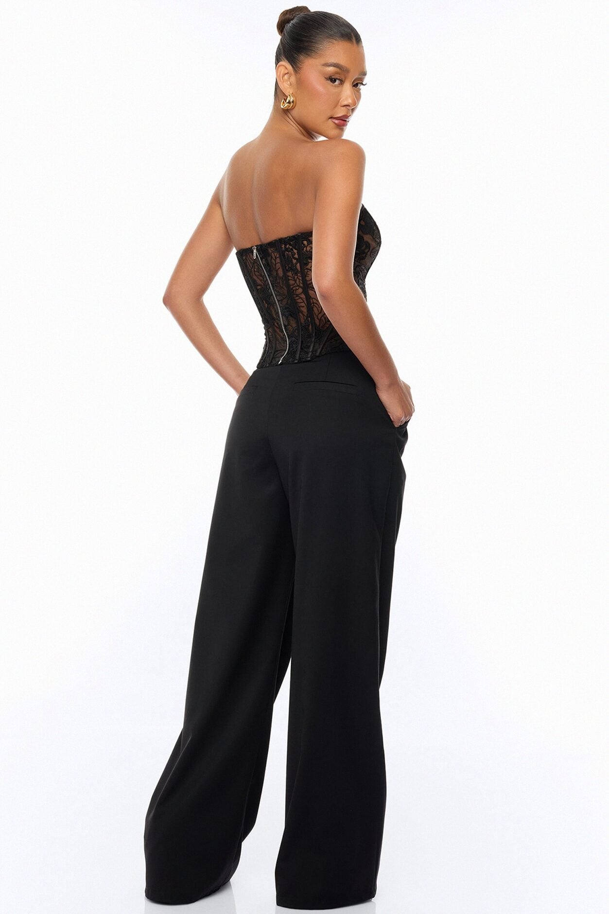 Brenda Lace Corset Pant Set - Black image 4