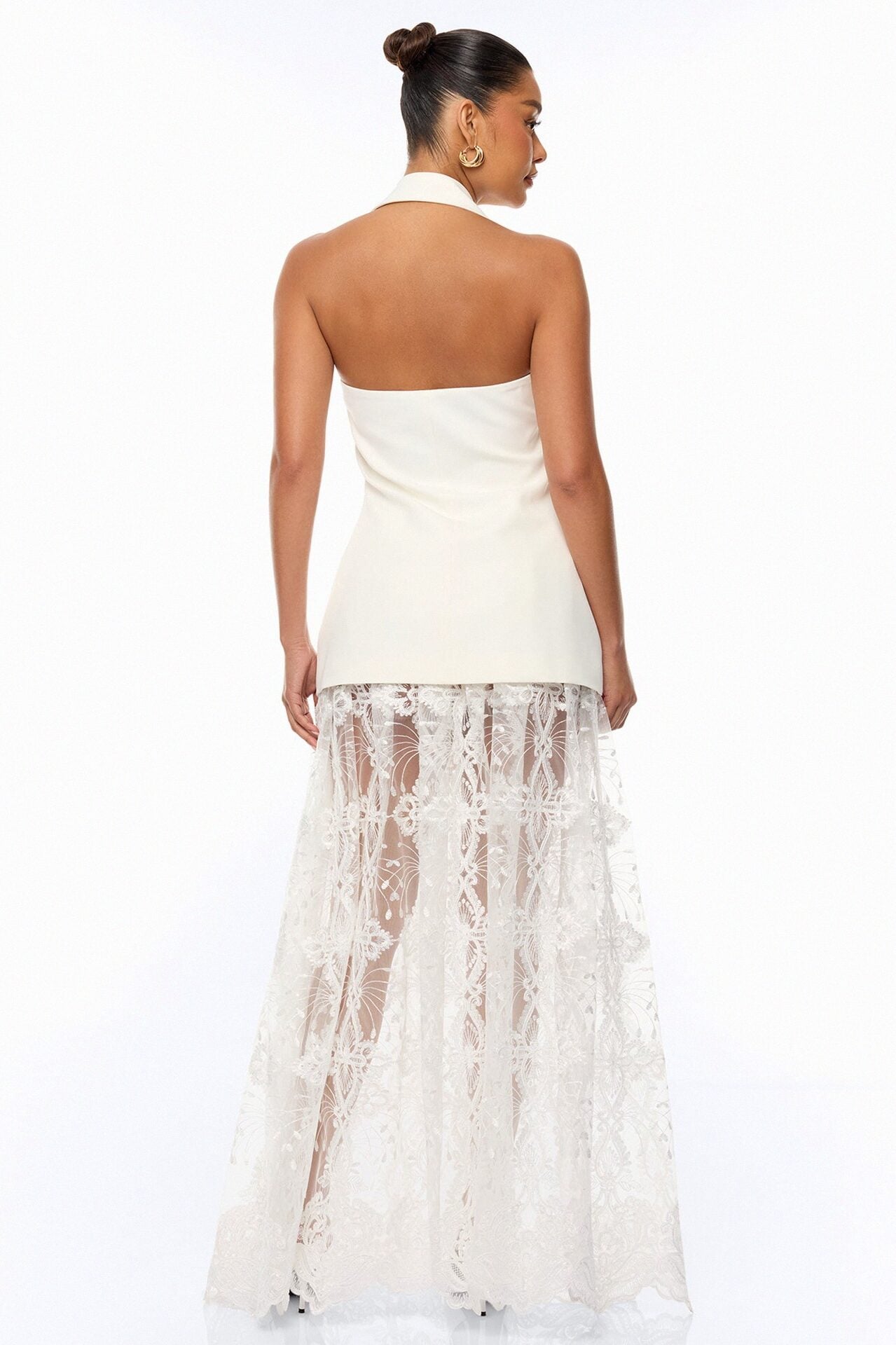 Call It Classy Halter Lace Skirt Set - White image 4