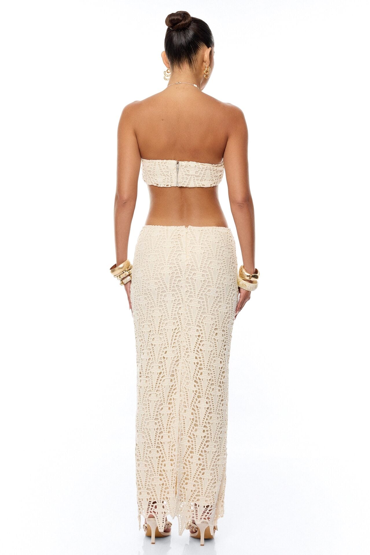Golden Energy Crochet Skirt Set - Cream image 4