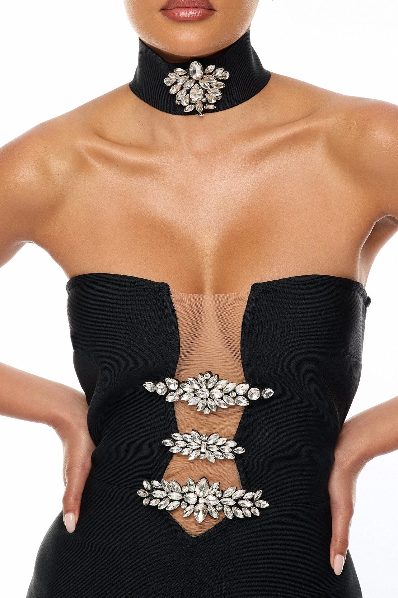 Brandi Choker Bandage Gown - Black image 3