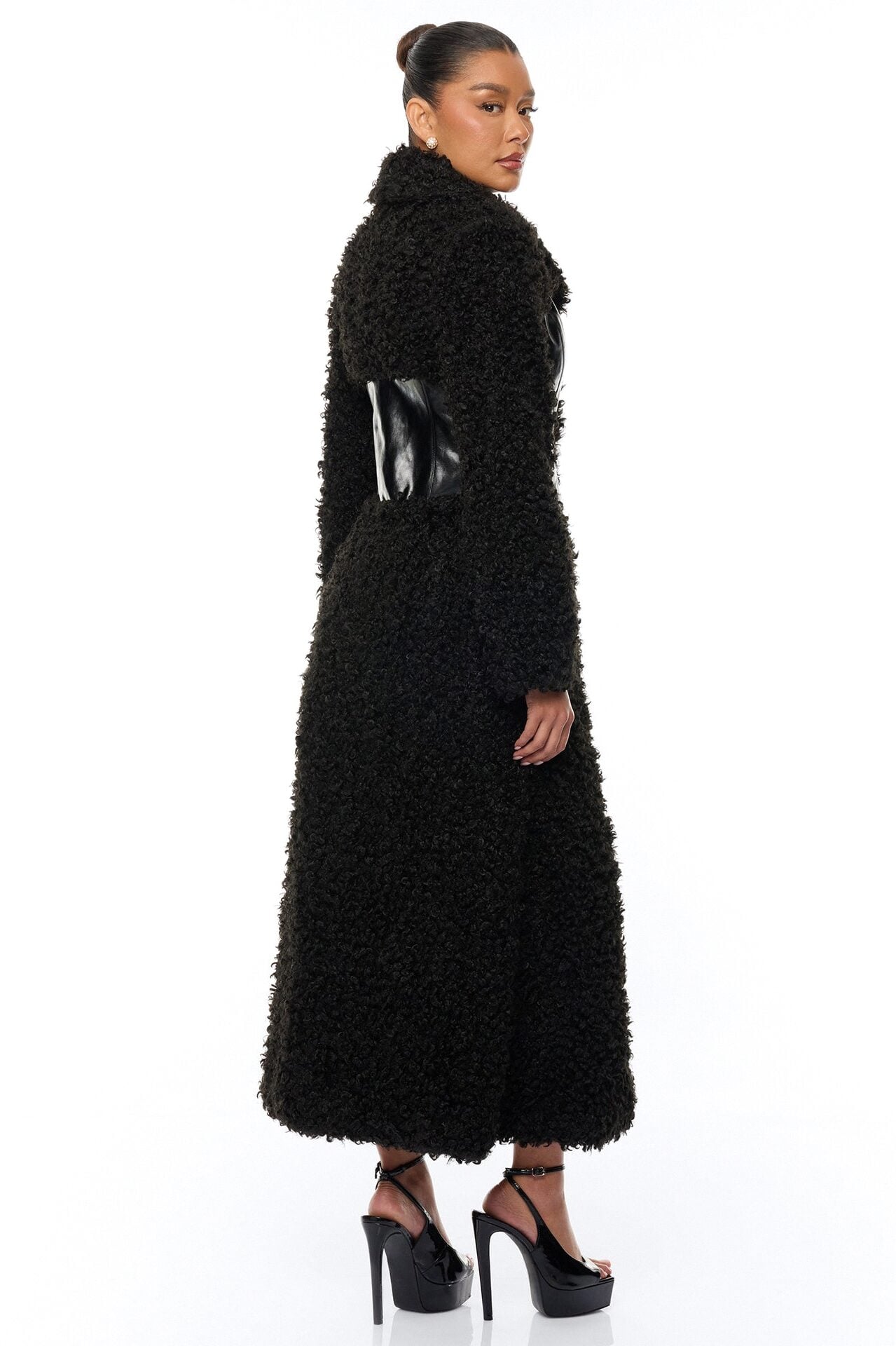 Undercover Faux Leather Sherpa Coat - Black image 4