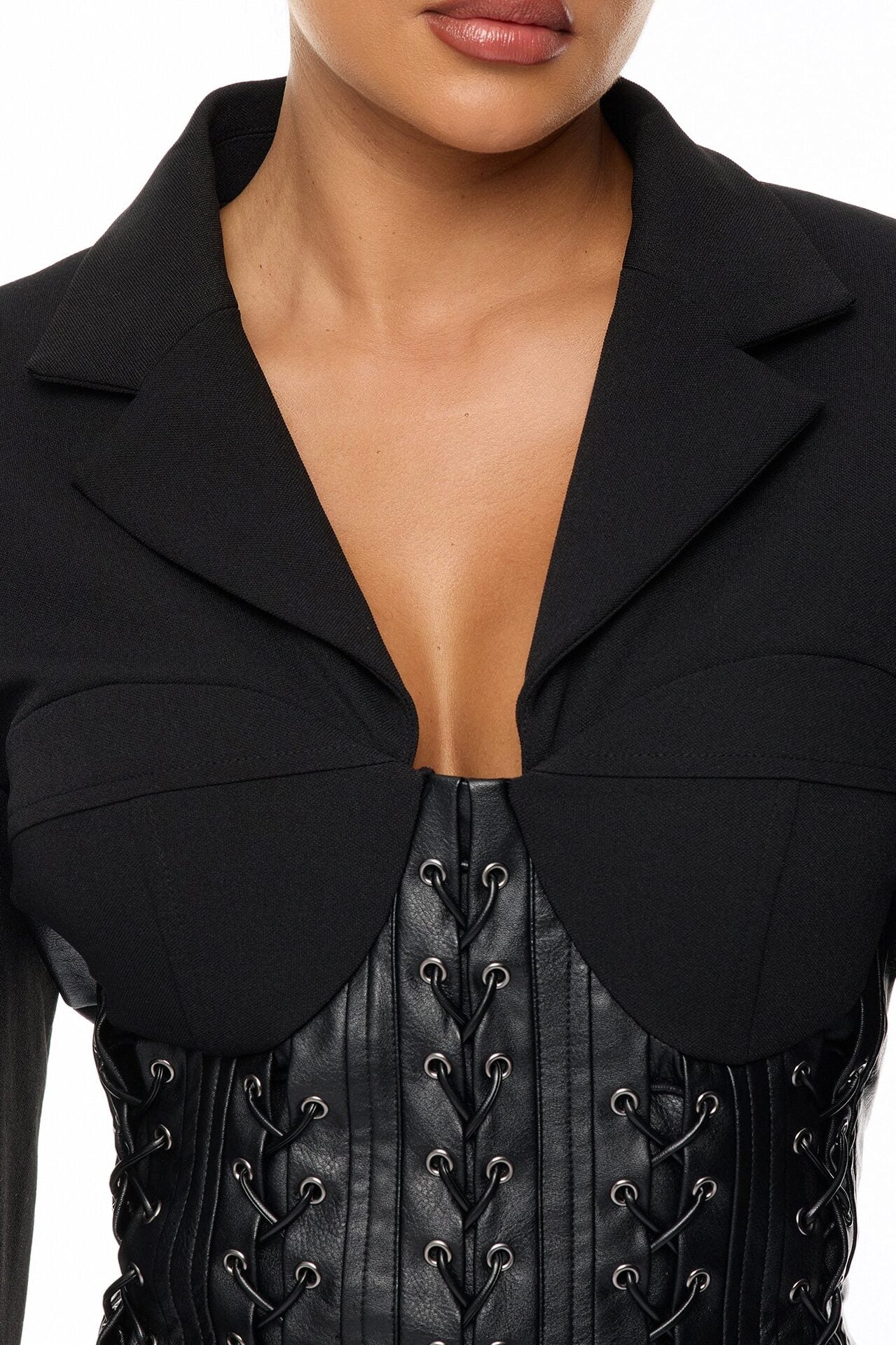 All Business Lace Up Blazer Mini Dress - Black image 3