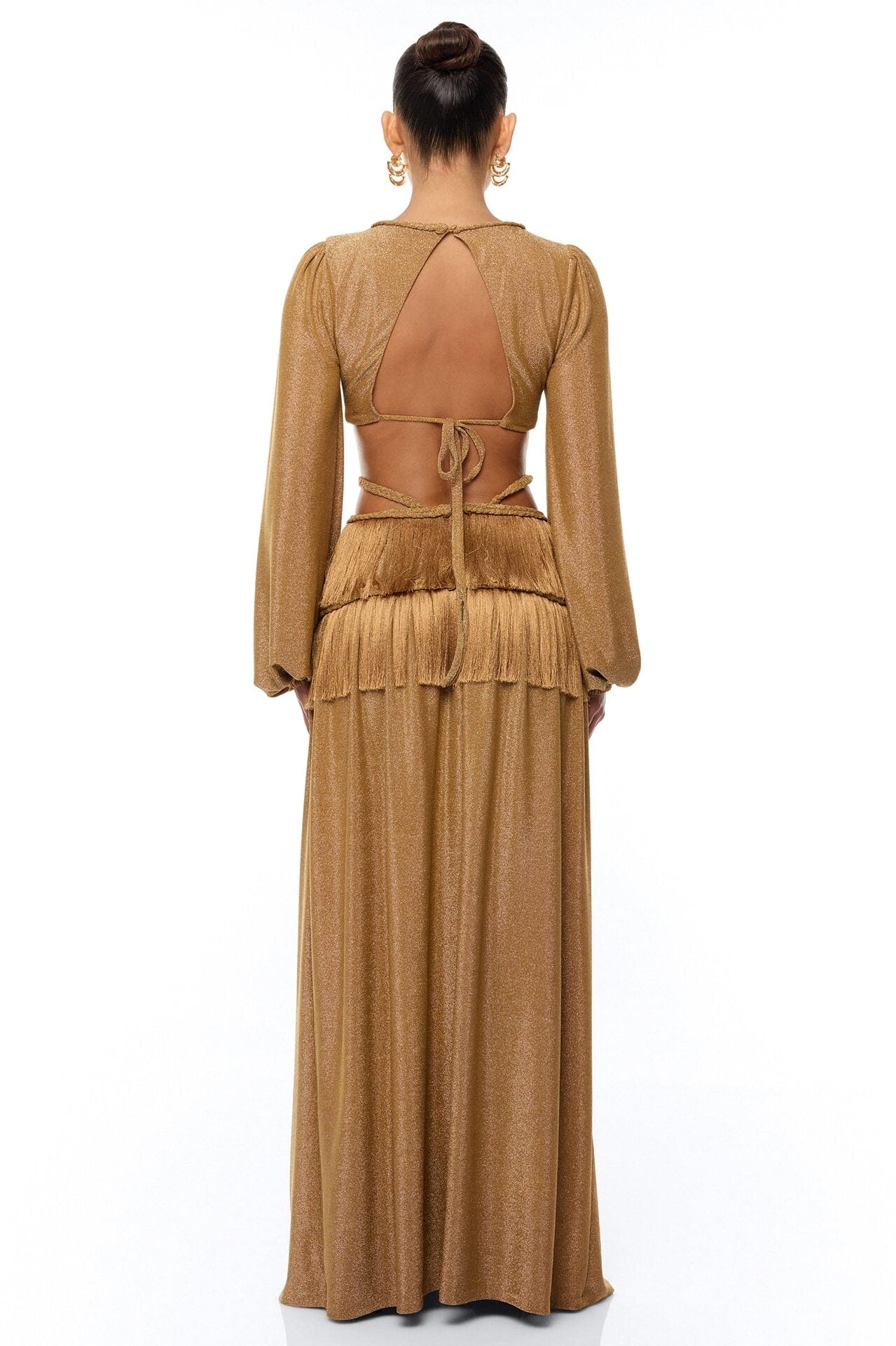 Modern Chic Metallic Maxi Dress - Gold image 4