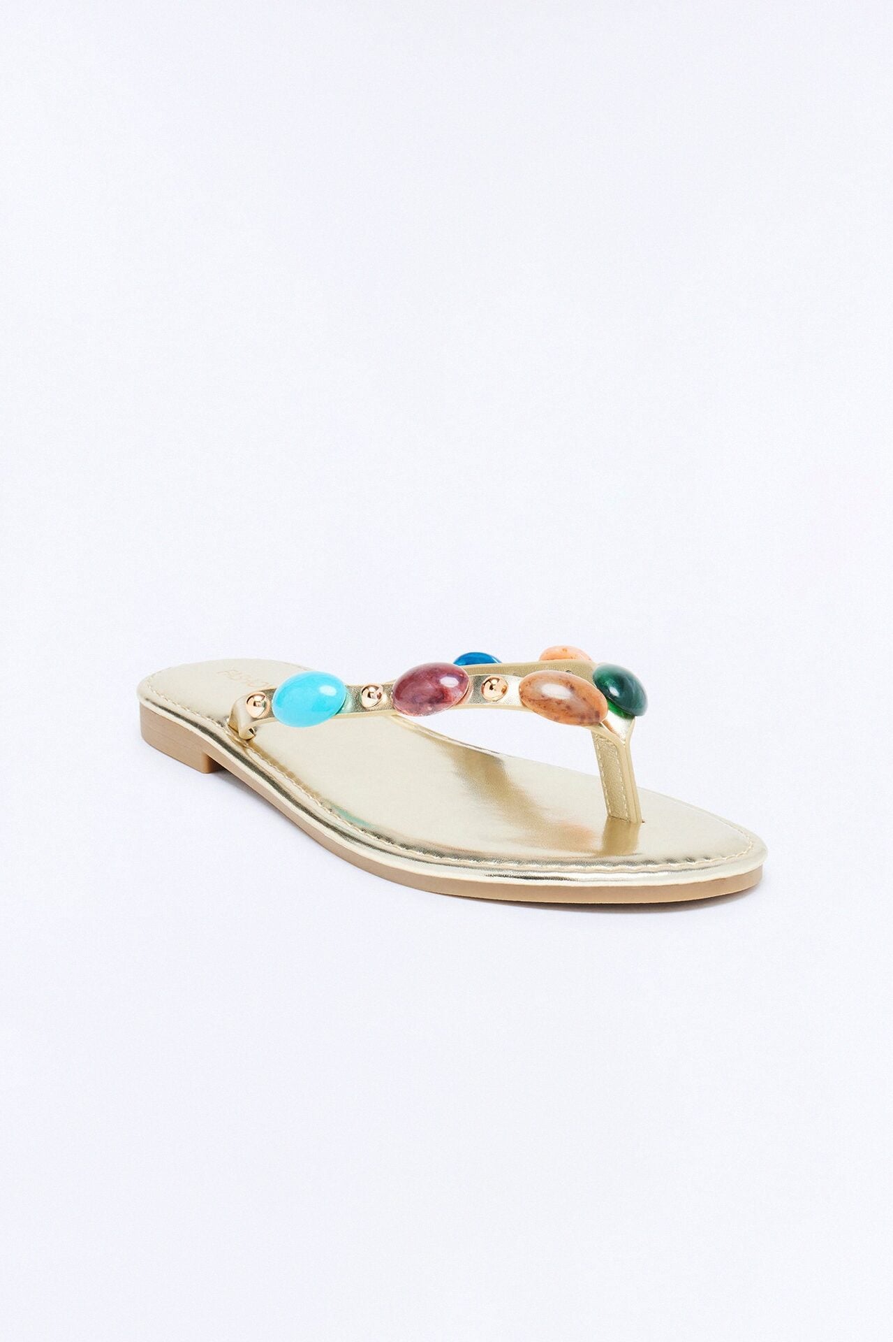 Amalfi Beaded Flip Flops - Gold image 2