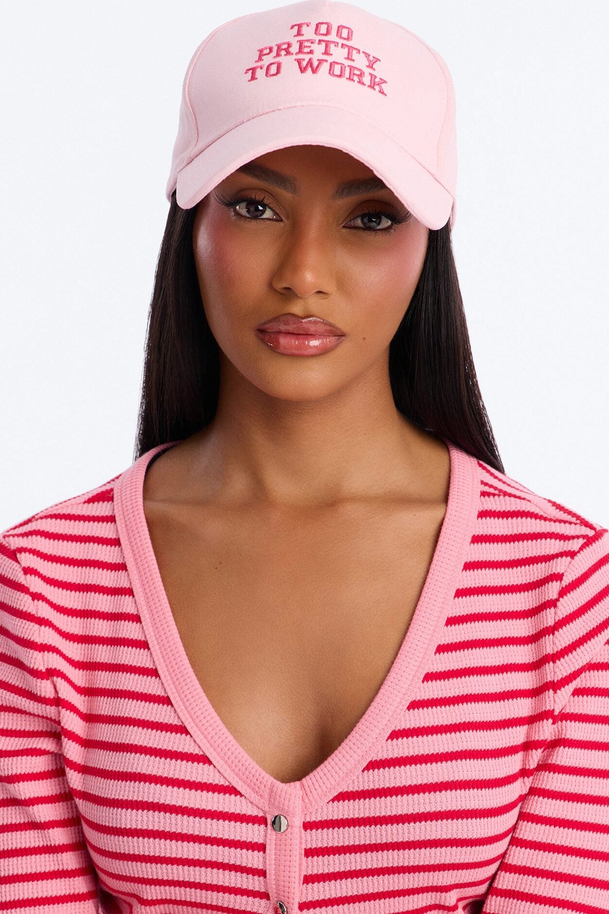 Too Pretty To Work Baseball Hat - Pink image 2