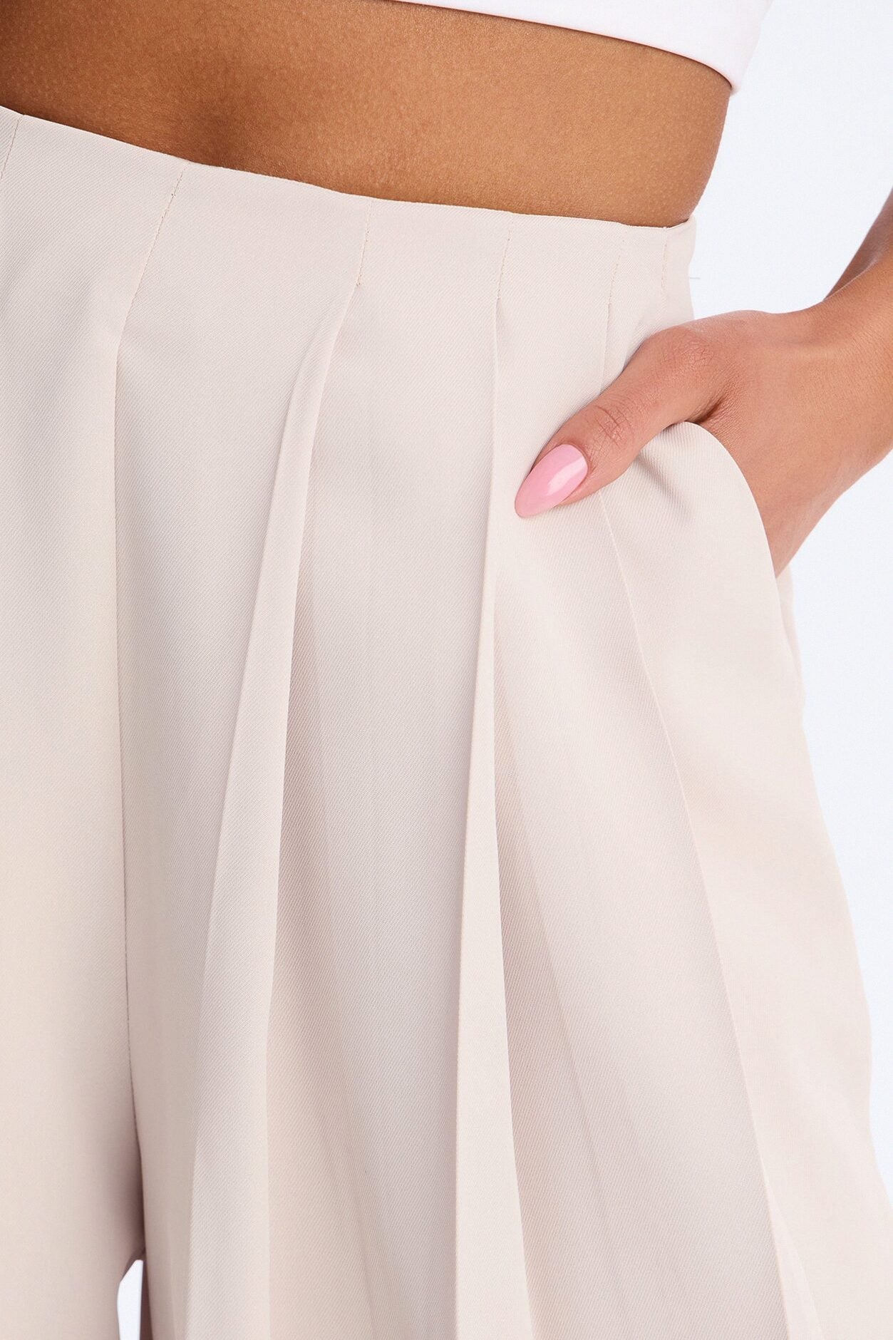Feminine Feel Crepe Wide Leg Pant 33″ - Beige image 3