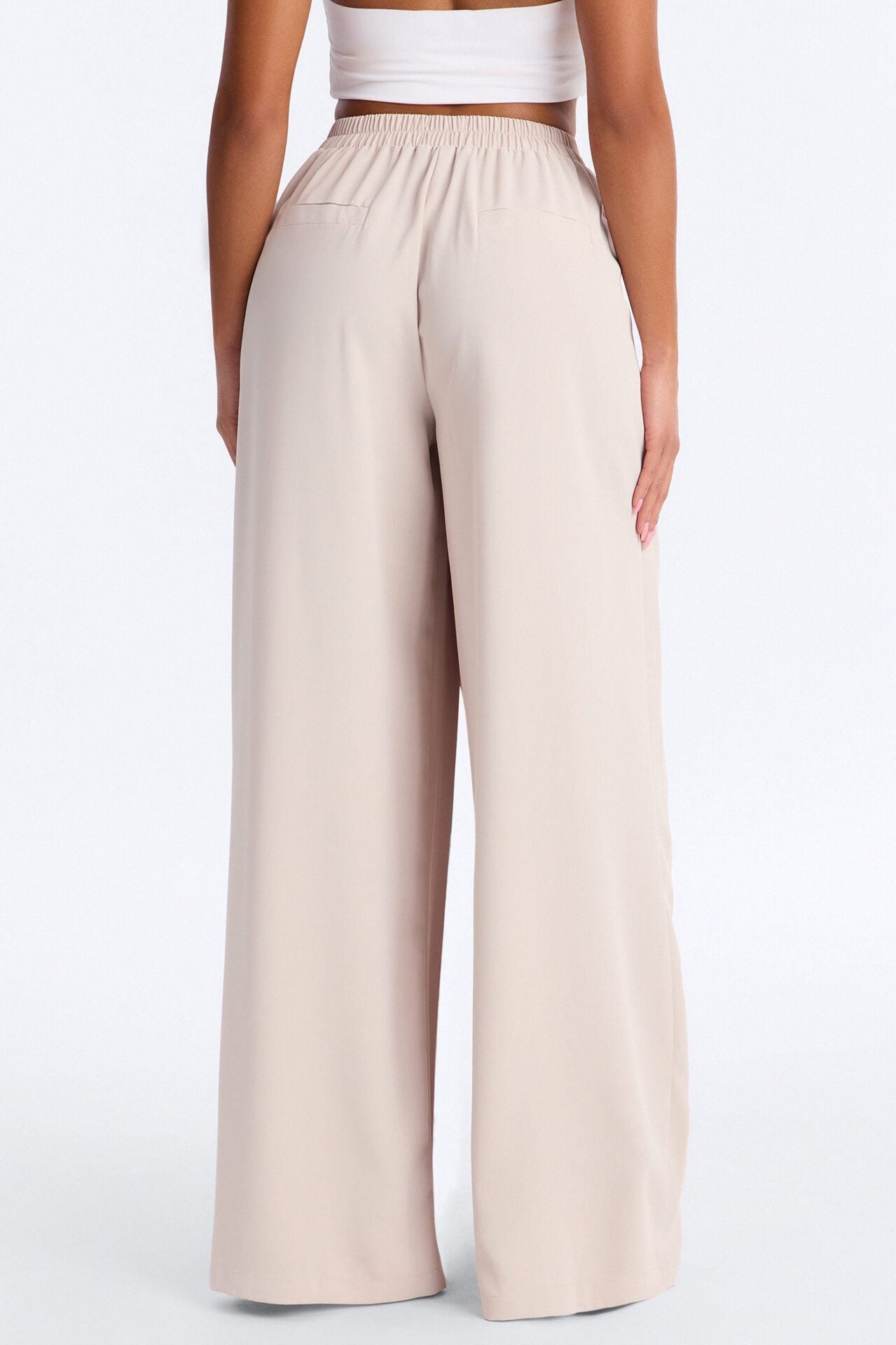 Feminine Feel Crepe Wide Leg Pant 33″ - Beige image 4