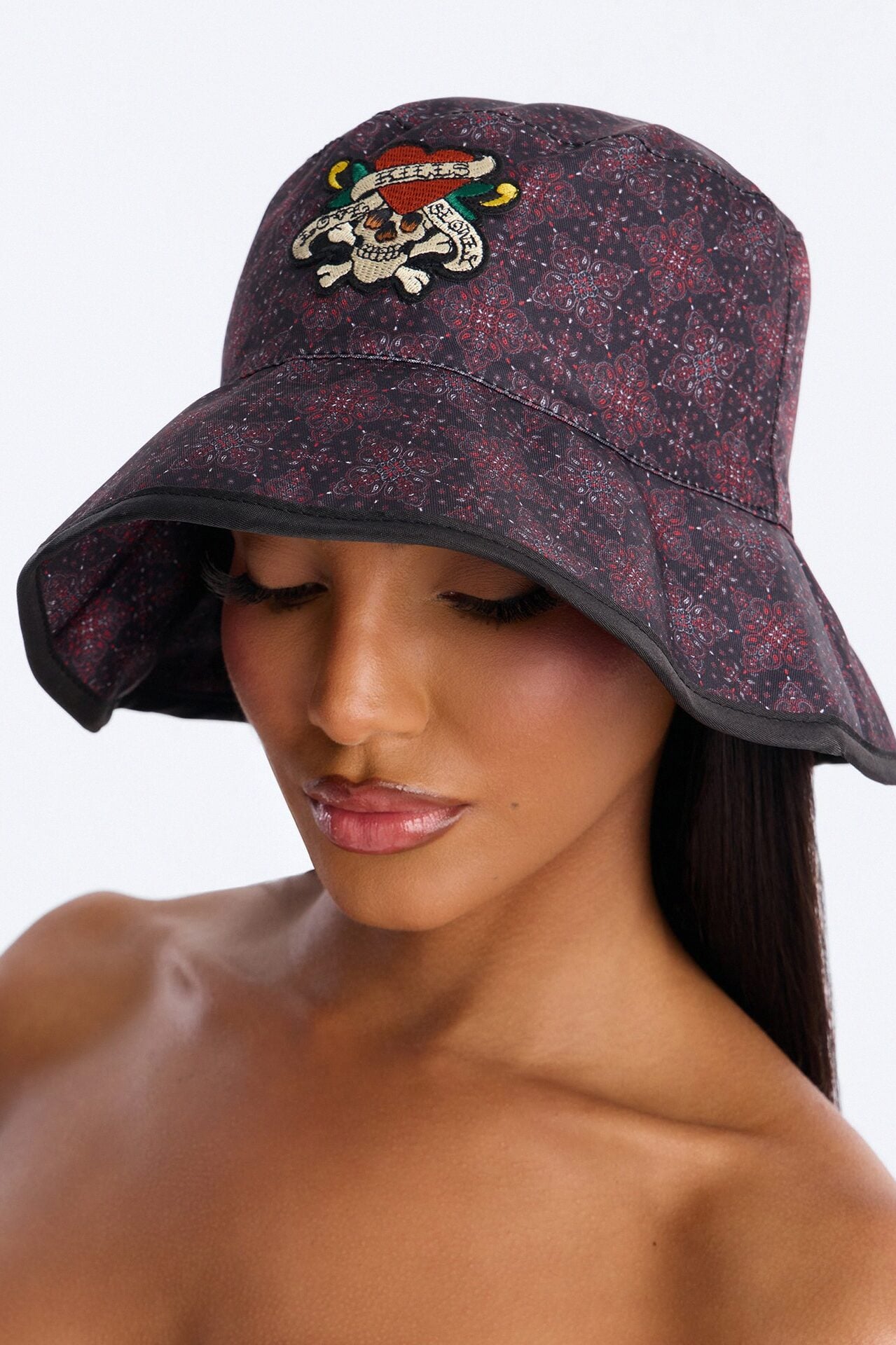 Street Heart Ed Hardy Bucket Hat - Black/Red image 2