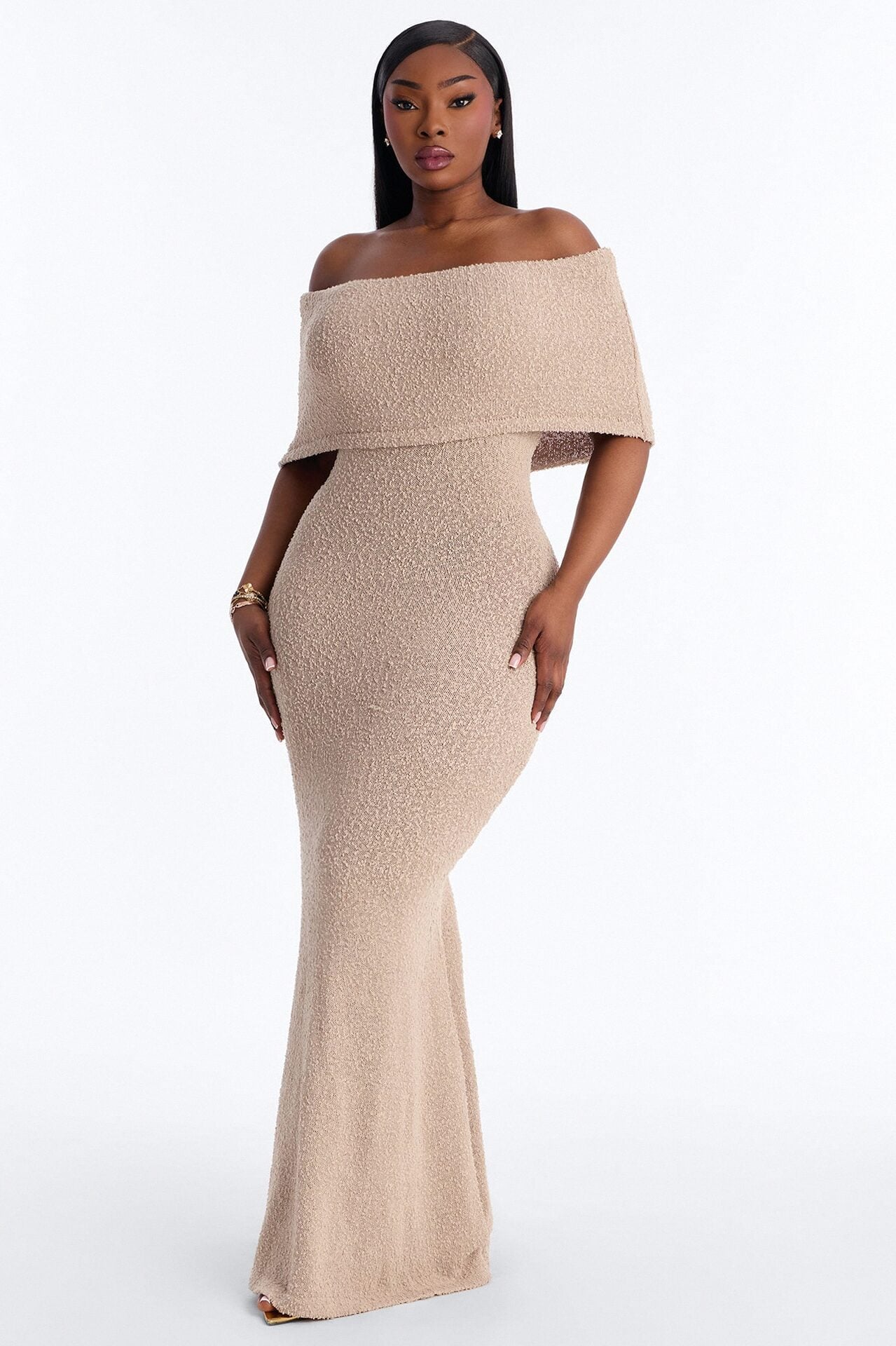 Effortless Edge Sweater Maxi Dress - Taupe image 5