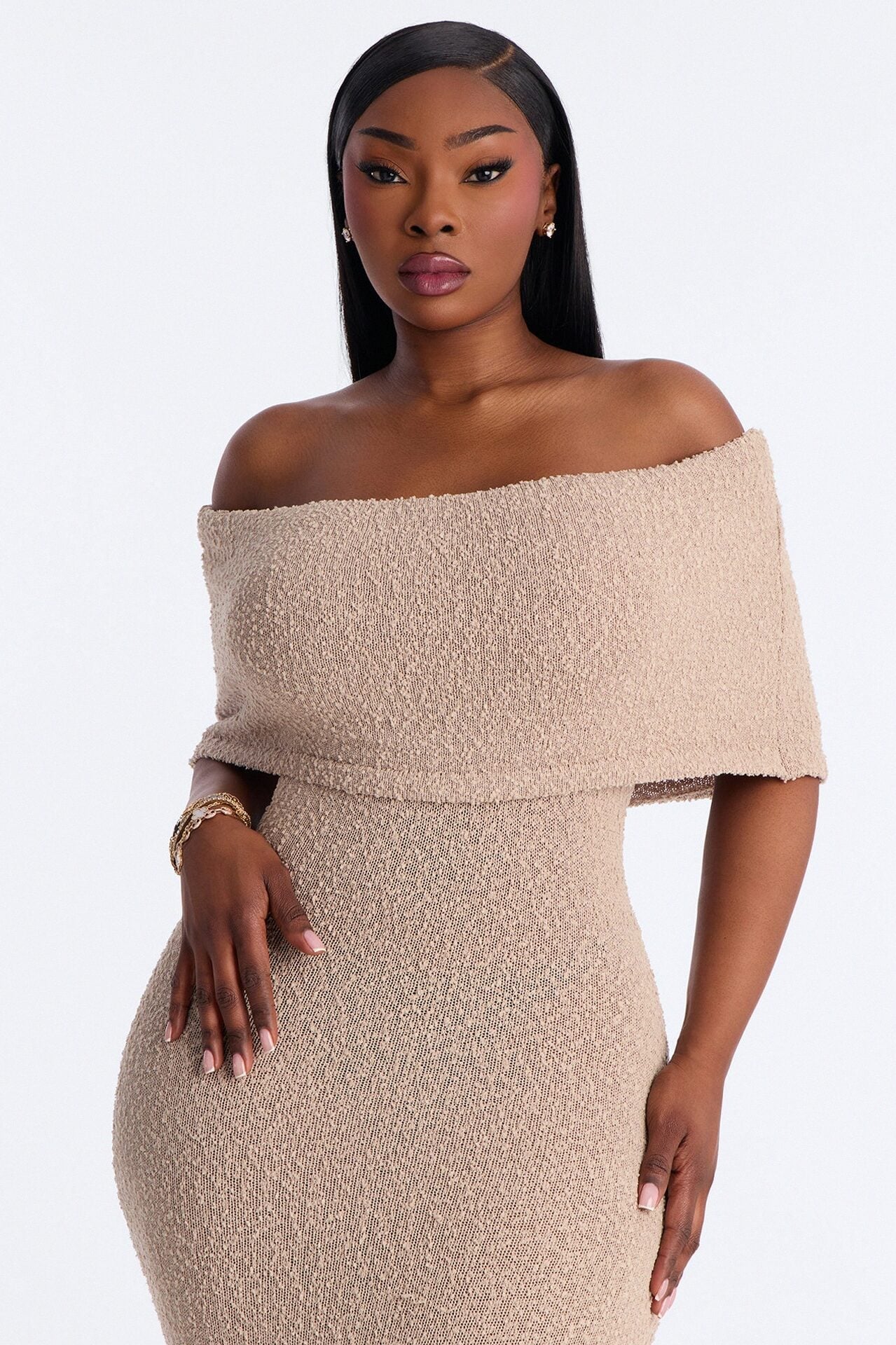 Effortless Edge Sweater Maxi Dress - Taupe image 6