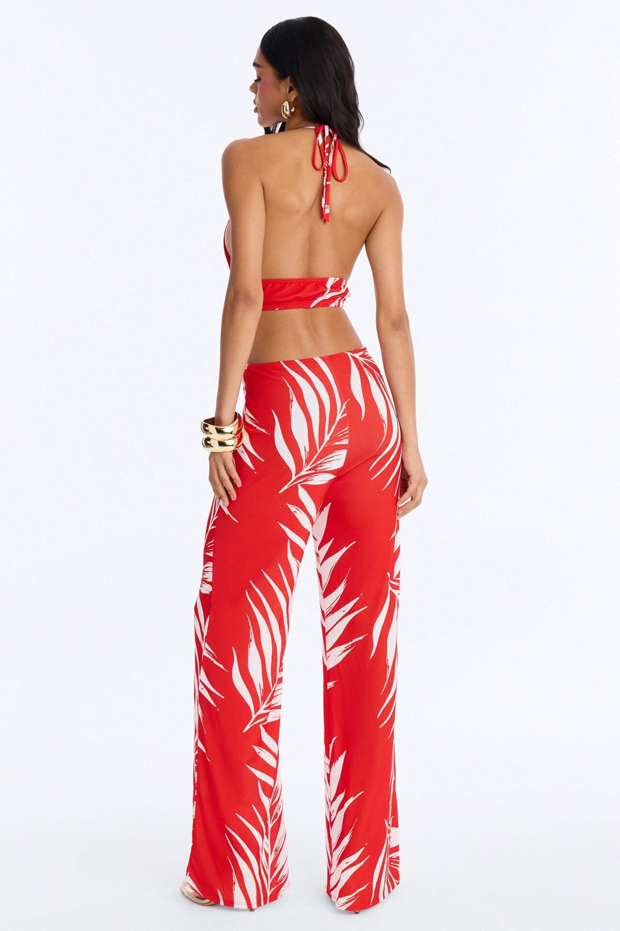 Dalia Tropical Wide Leg Jumpsuit - Orange image 4