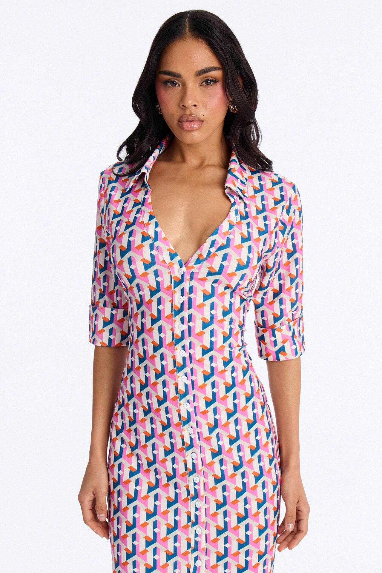 Elise Printed Midi Dress - Pink/combo image 2