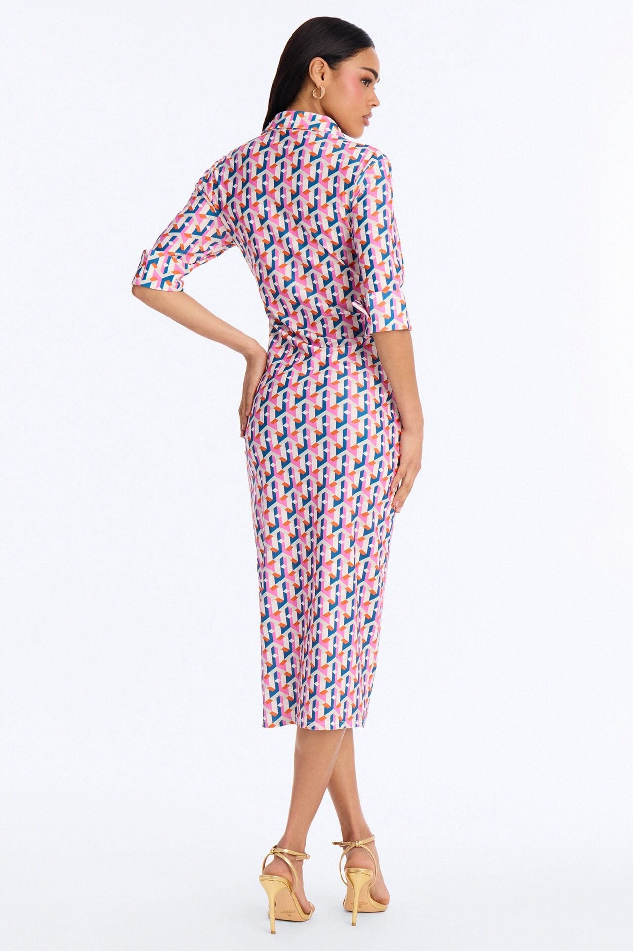Elise Printed Midi Dress - Pink/combo image 4