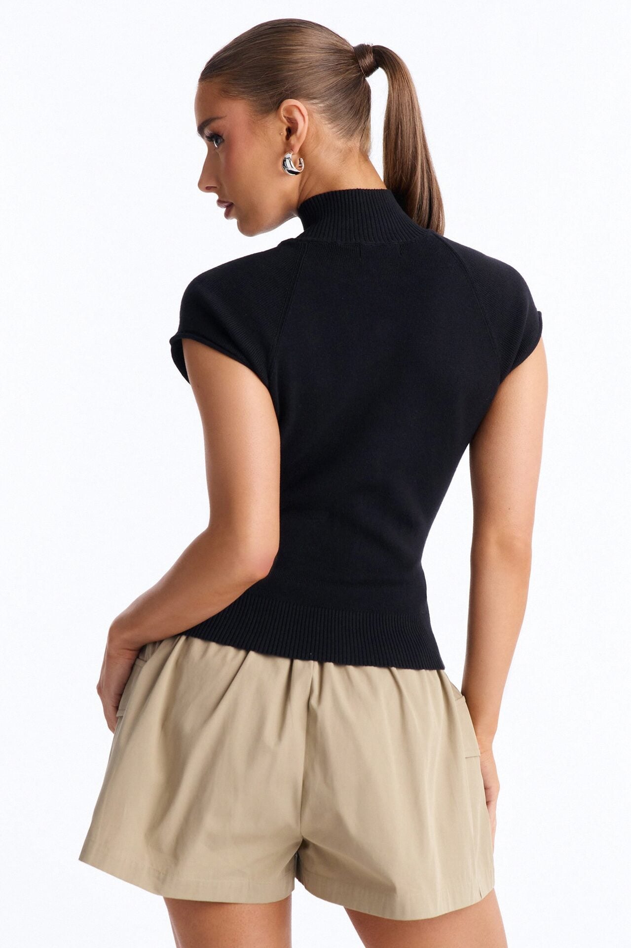 In A Daydream Mock Neck Cardigan Top - Black image 4