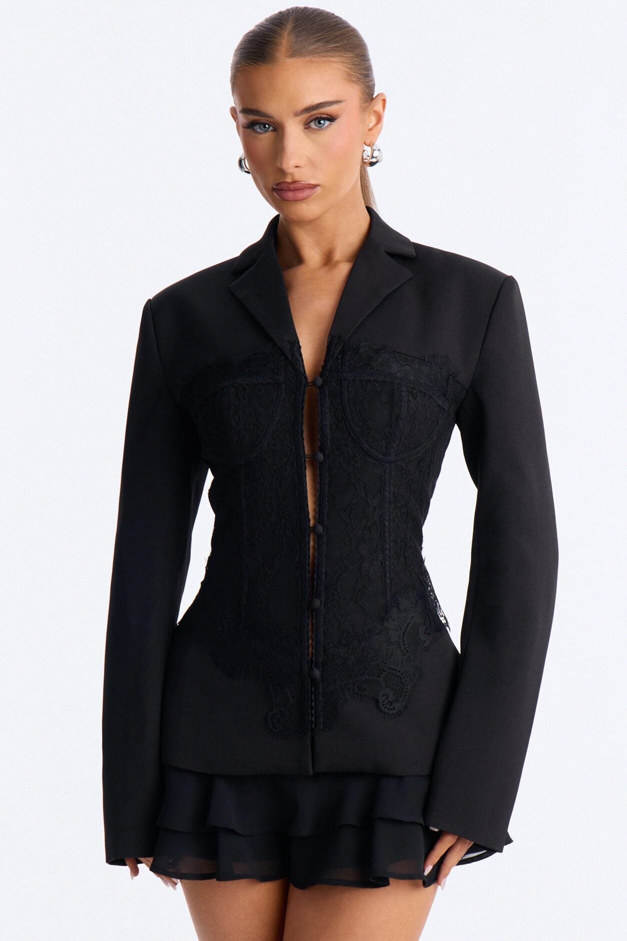 Deep Secrets Lace Corset Blazer - Black image 3