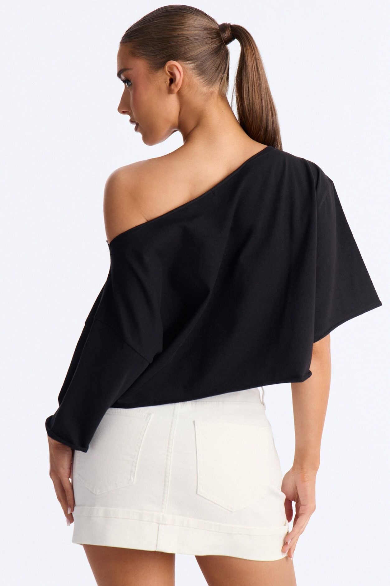 Holla Back Off Shoulder Crop Top - Black image 4