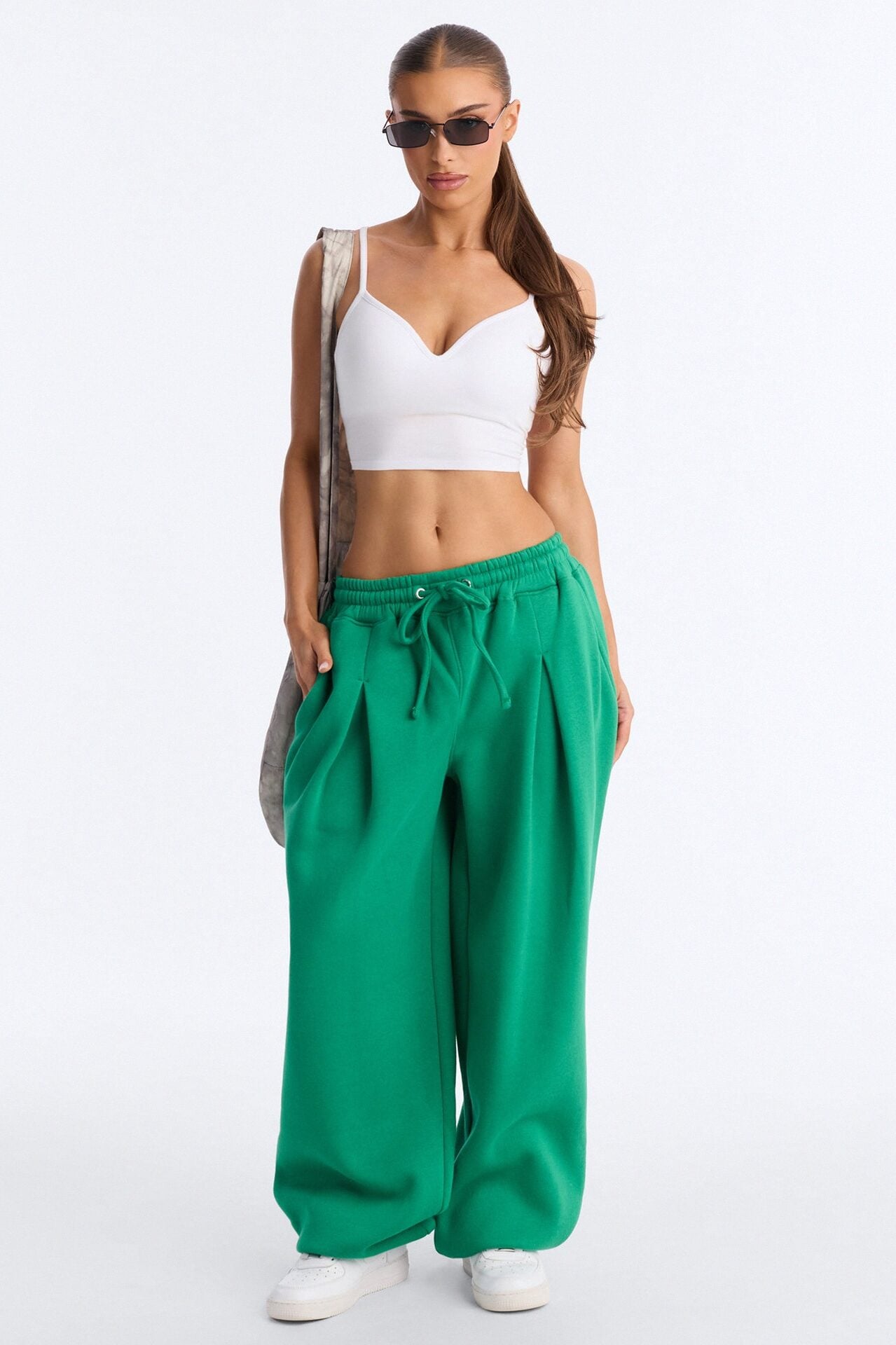 Mia Pleated Fleece Jogger Pants - Green image 2
