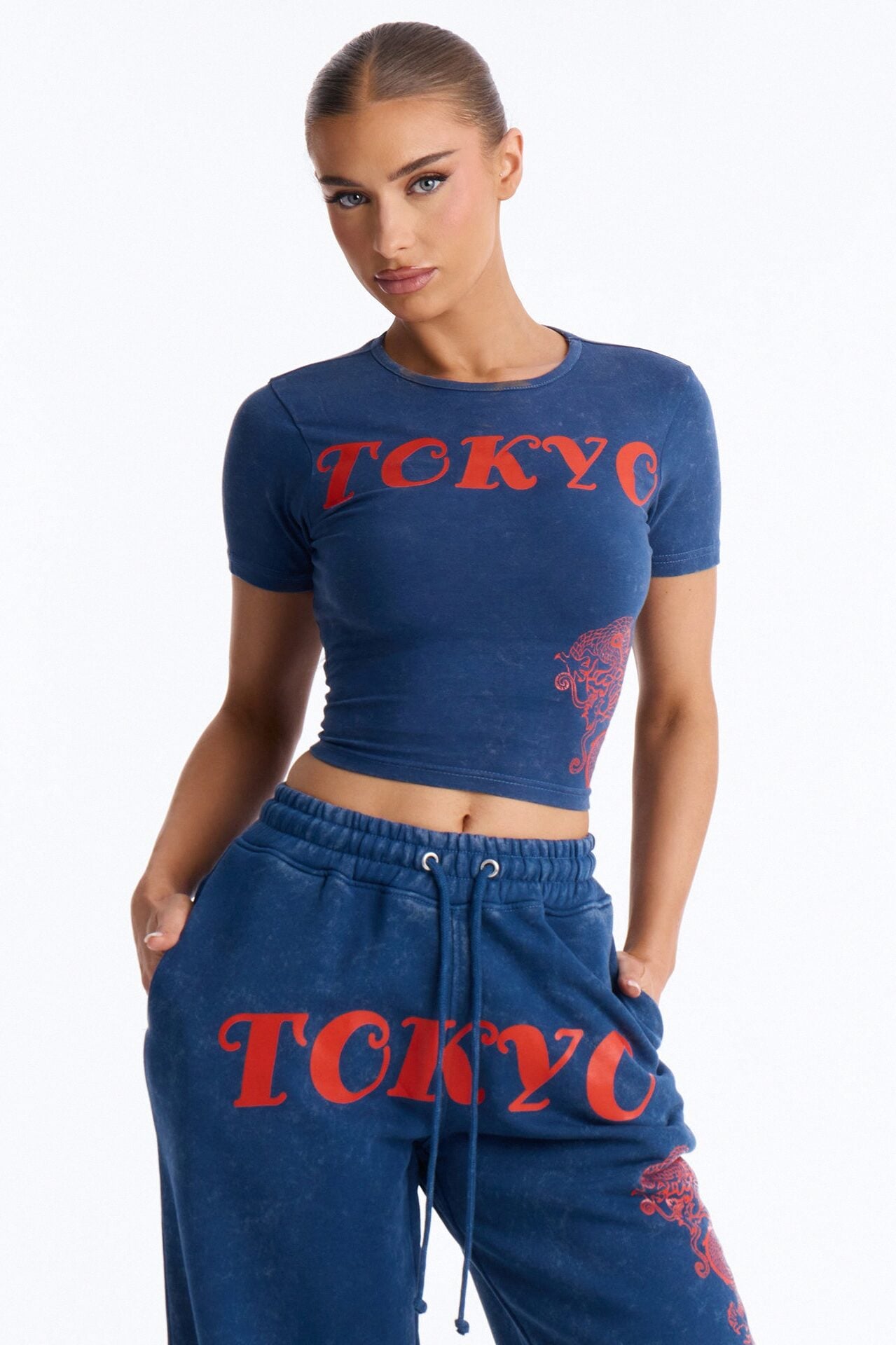 Tokyo Fleece Wide Leg Pant Set - Blue image 2