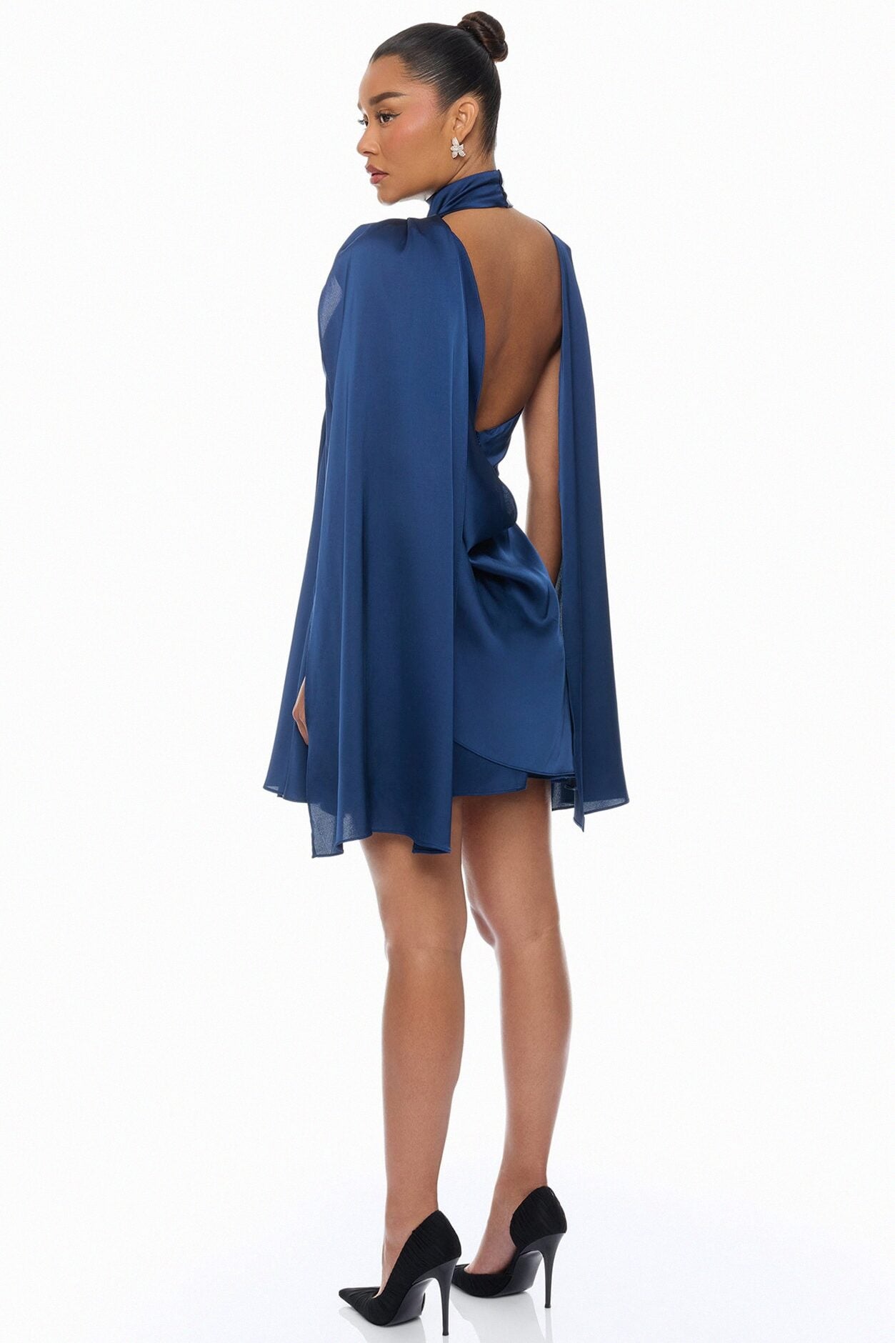 Rachelle Draped Satin Mini Dress - Navy image 8